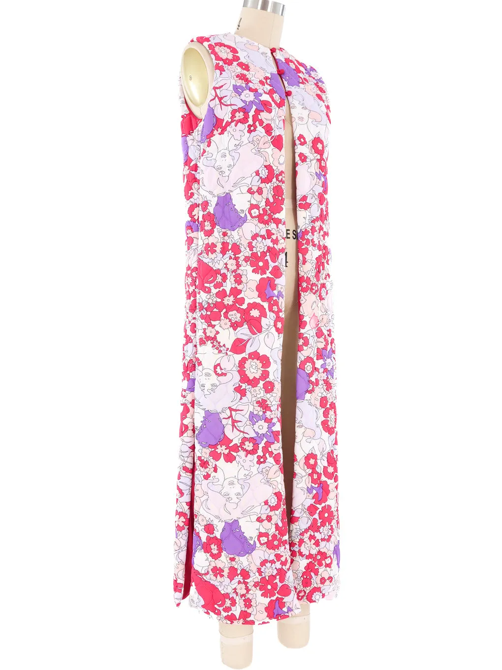 1970s Printed Quilted Duster Vest