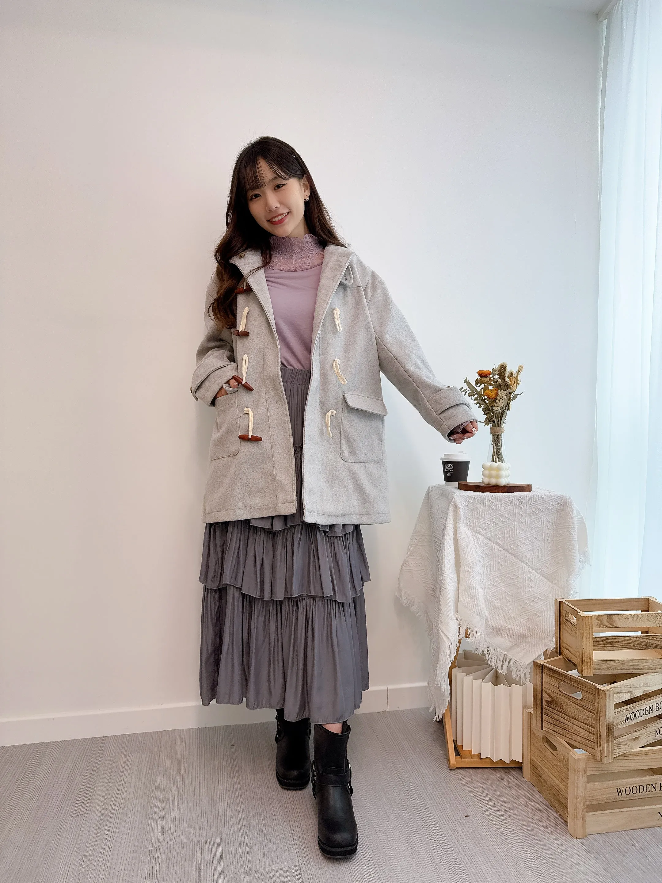 2412079 MMO Knit Sole Duffle Coat - Grey
