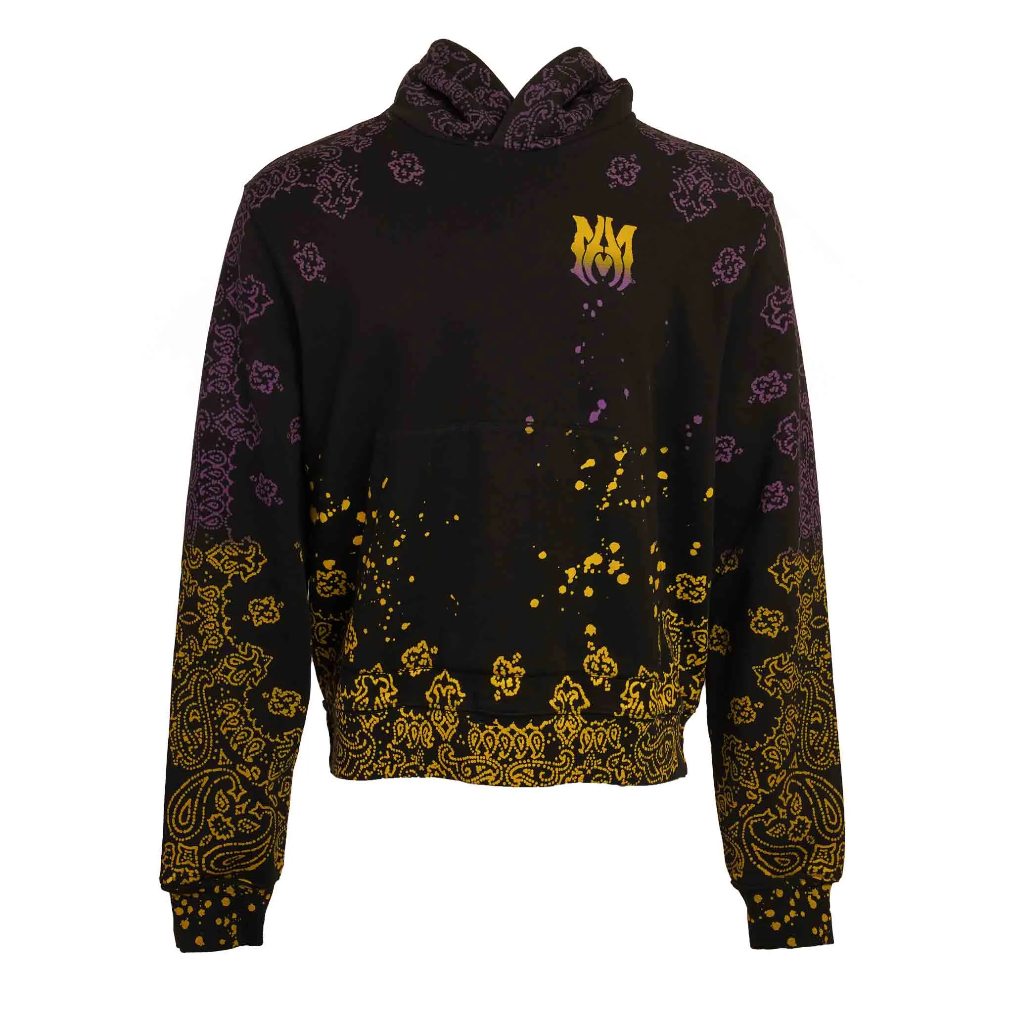 Amiri Bandana Bleach Hoodie in Purple/Yellow
