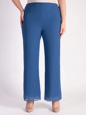Azure Jersey Lined Chiffon Trousers