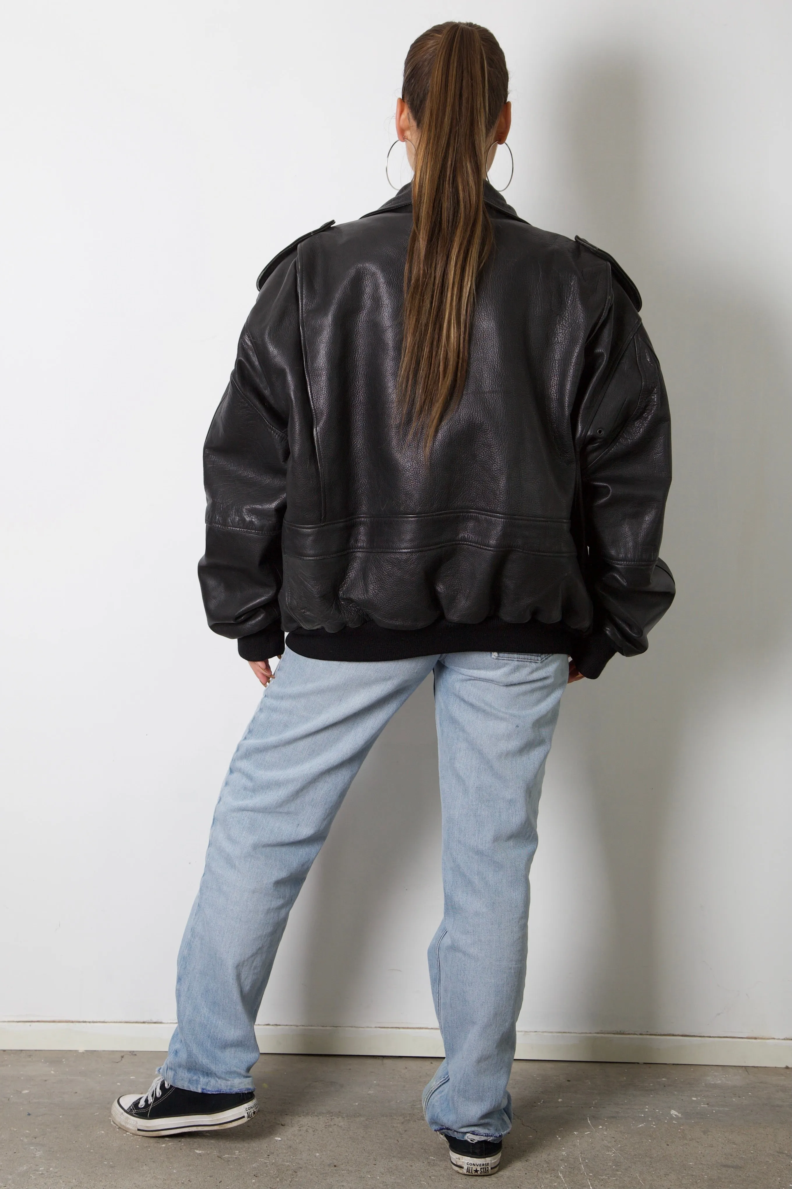 Black Leather Pilot Jacket
