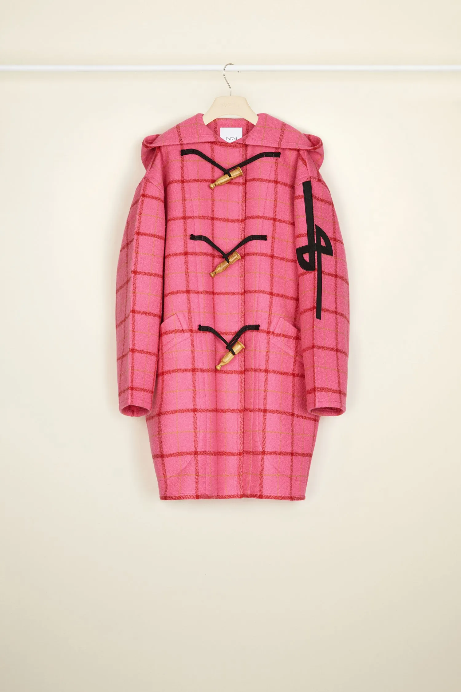 Checked wool duffle coat