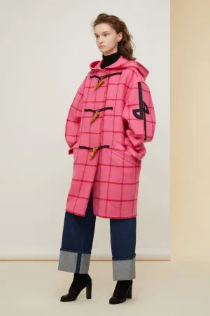 Checked wool duffle coat