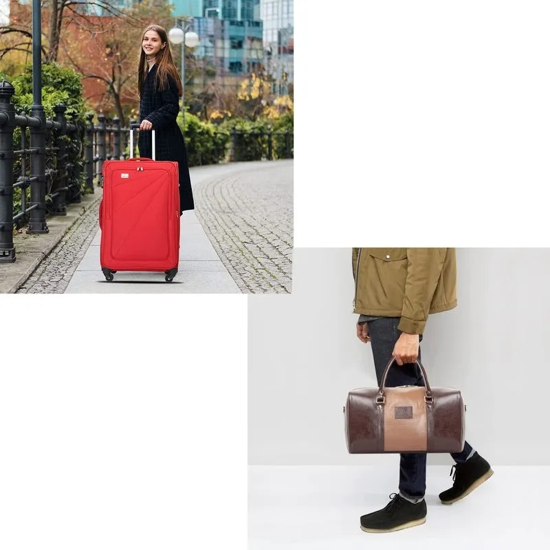 Combo: Clownfish Farren Luggage Softcase & Ambiance Duffle Bag | 56 cm | Red | 68 liters