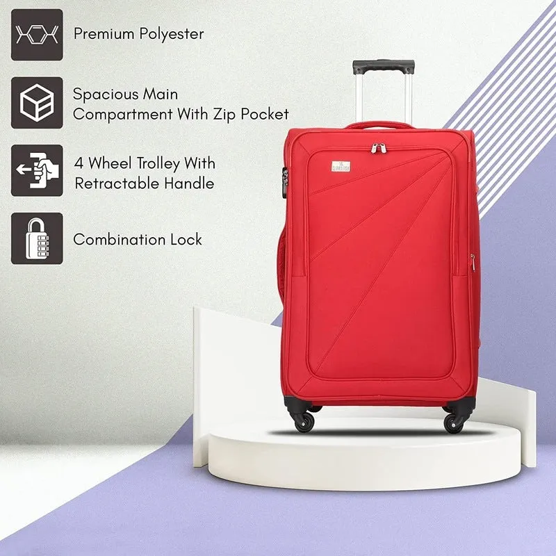 Combo: Clownfish Farren Luggage Softcase & Ambiance Duffle Bag | 56 cm | Red | 68 liters