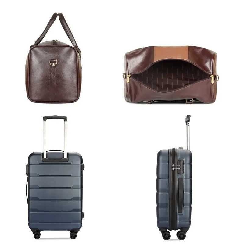 Combo: THE CLOWNFISH Jeffrey Luggage Polycarbonate Hard Case Suitcase | Travel Duffle Bag | 55 cm | Black