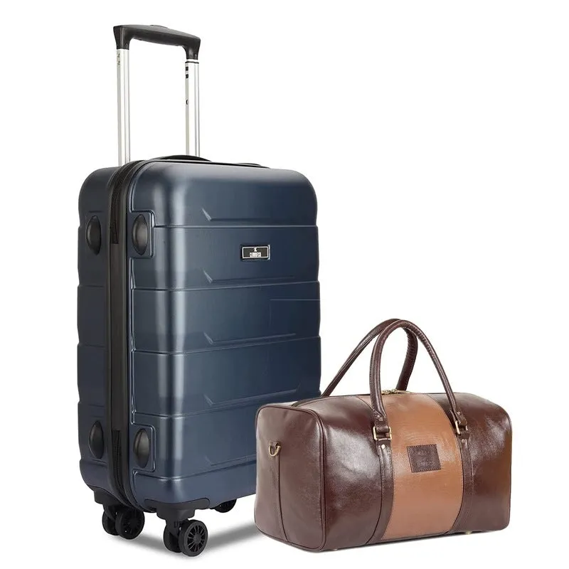 Combo: THE CLOWNFISH Jeffrey Luggage Polycarbonate Hard Case Suitcase | Travel Duffle Bag | 55 cm | Black