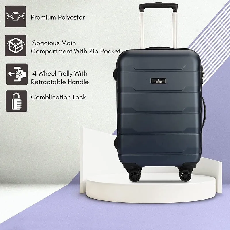 Combo: THE CLOWNFISH Jeffrey Luggage Polycarbonate Hard Case Suitcase | Travel Duffle Bag | 55 cm | Black