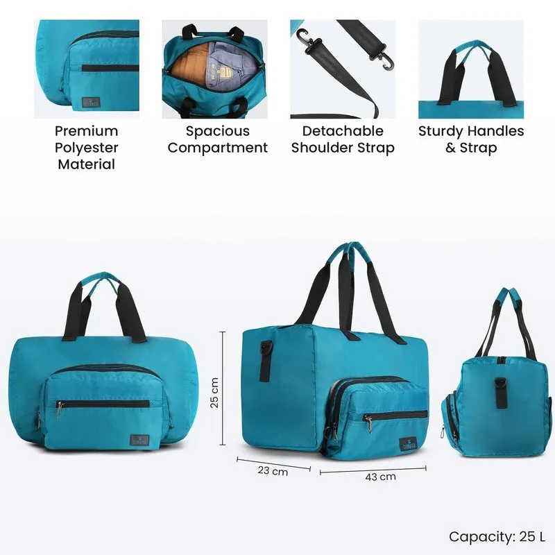 Convertible Travel Duffle Bag - Stylish & Spacious | Adjustable Strap | 25L | Turquoise Blue