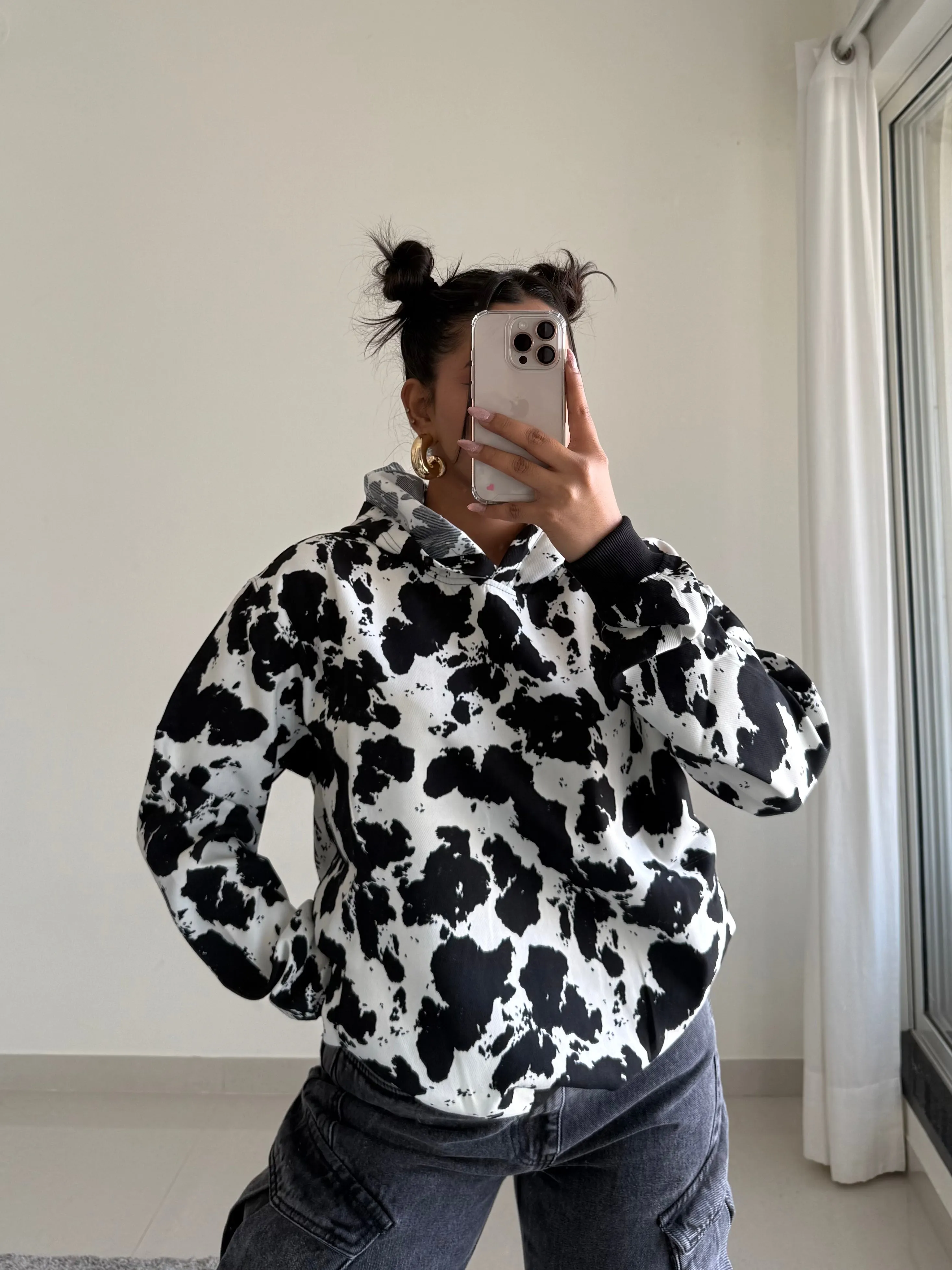 Cow Print Oversize Hoodie
