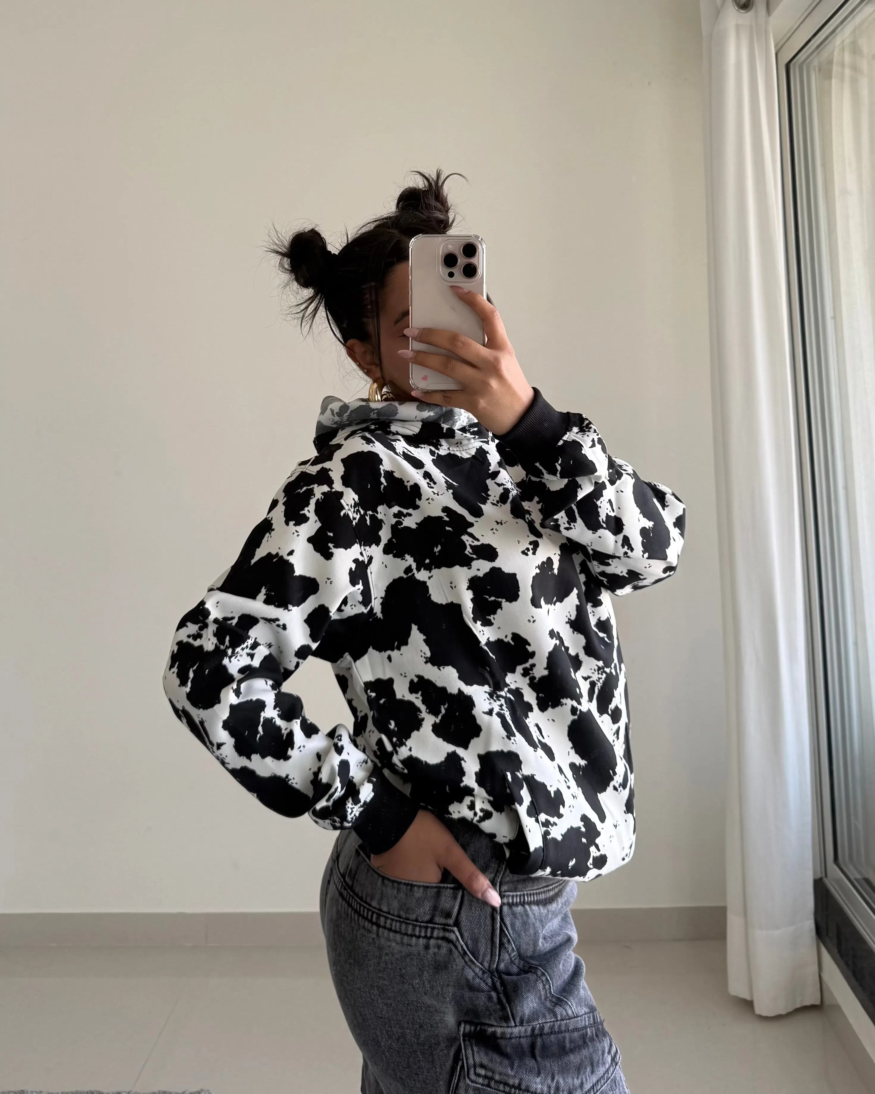 Cow Print Oversize Hoodie