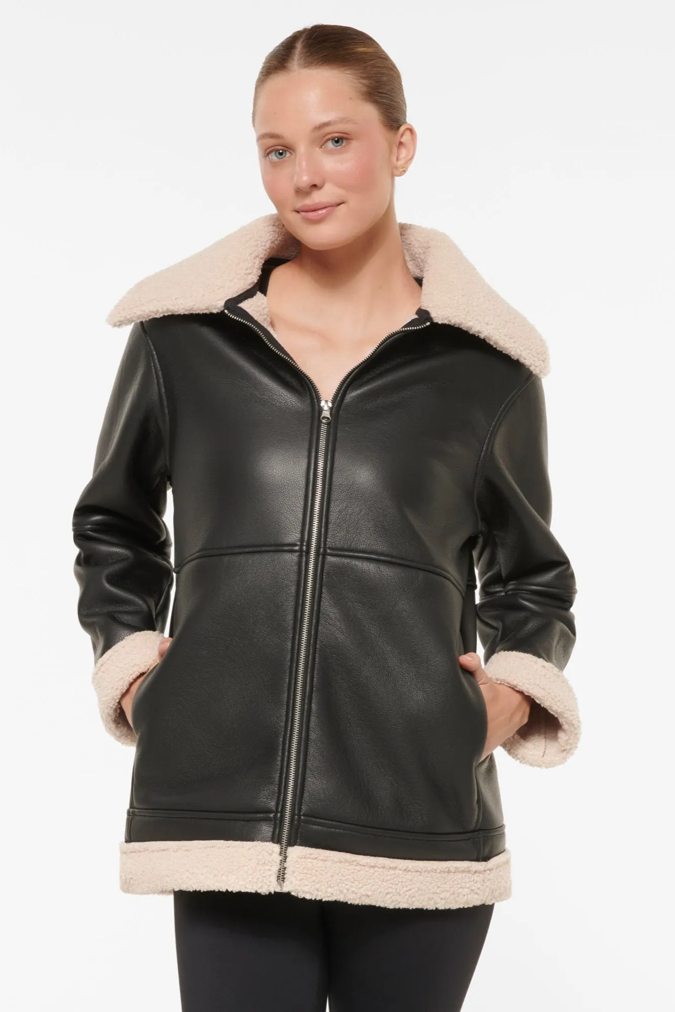 CRESCENT DOUBLE FACED COAT BLACK
