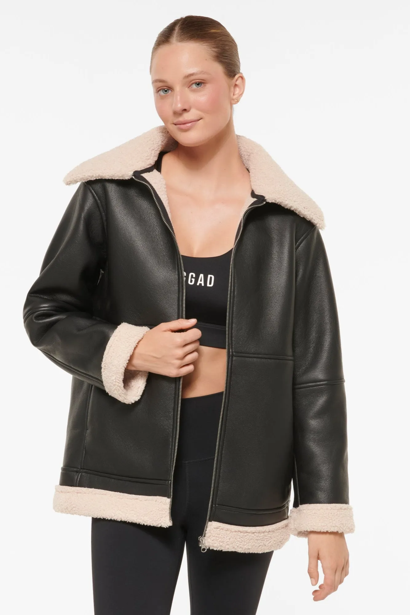 CRESCENT DOUBLE FACED COAT BLACK