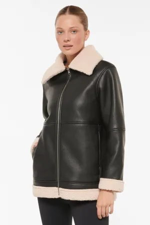 CRESCENT DOUBLE FACED COAT BLACK