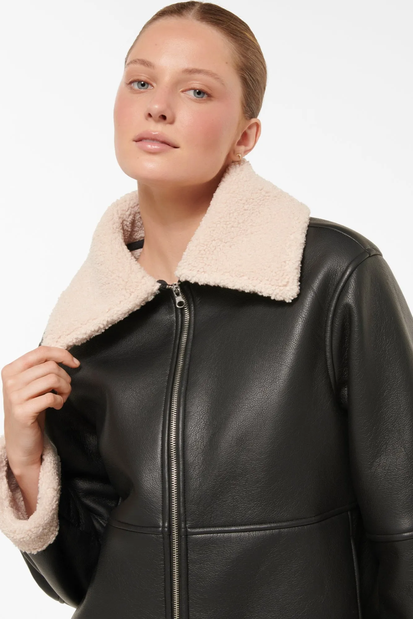 CRESCENT DOUBLE FACED COAT BLACK