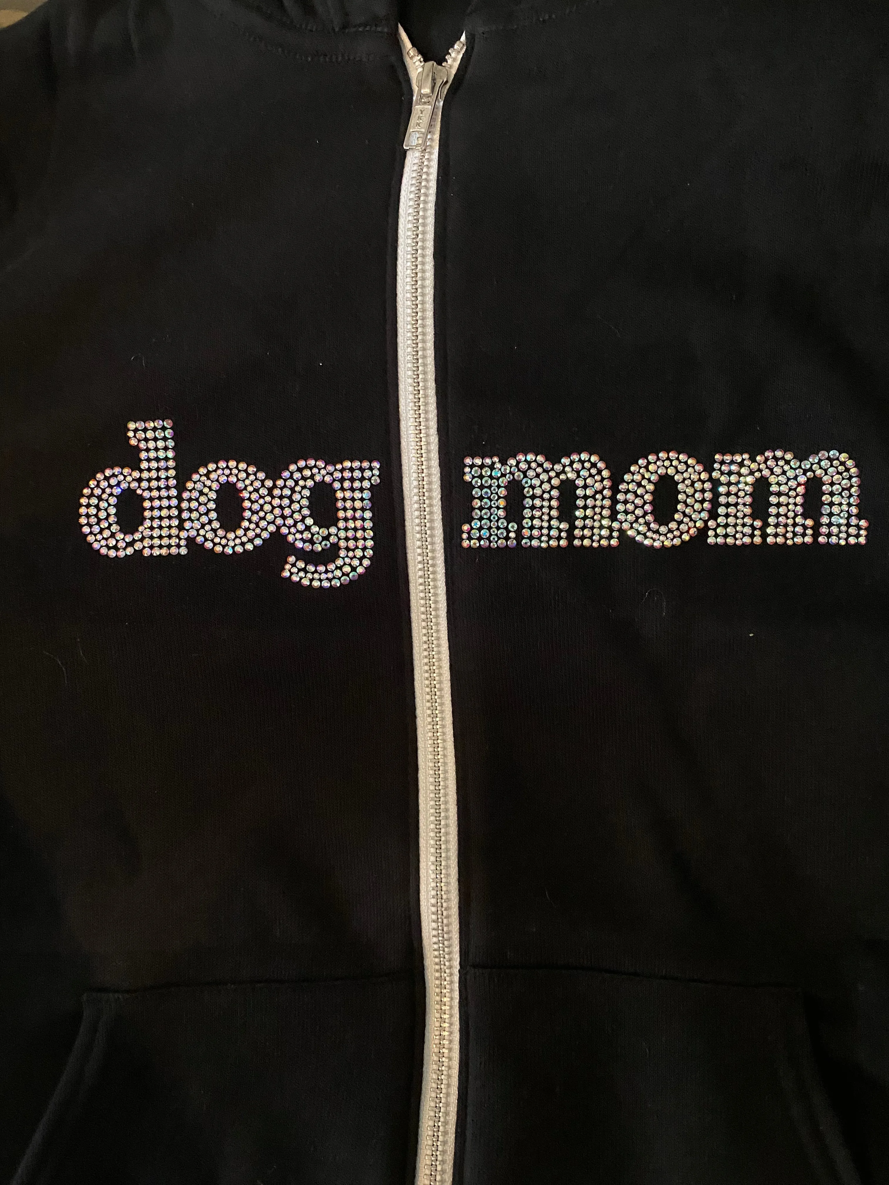 Dog Mom Crystal Hoodie | Crystal Design on Front