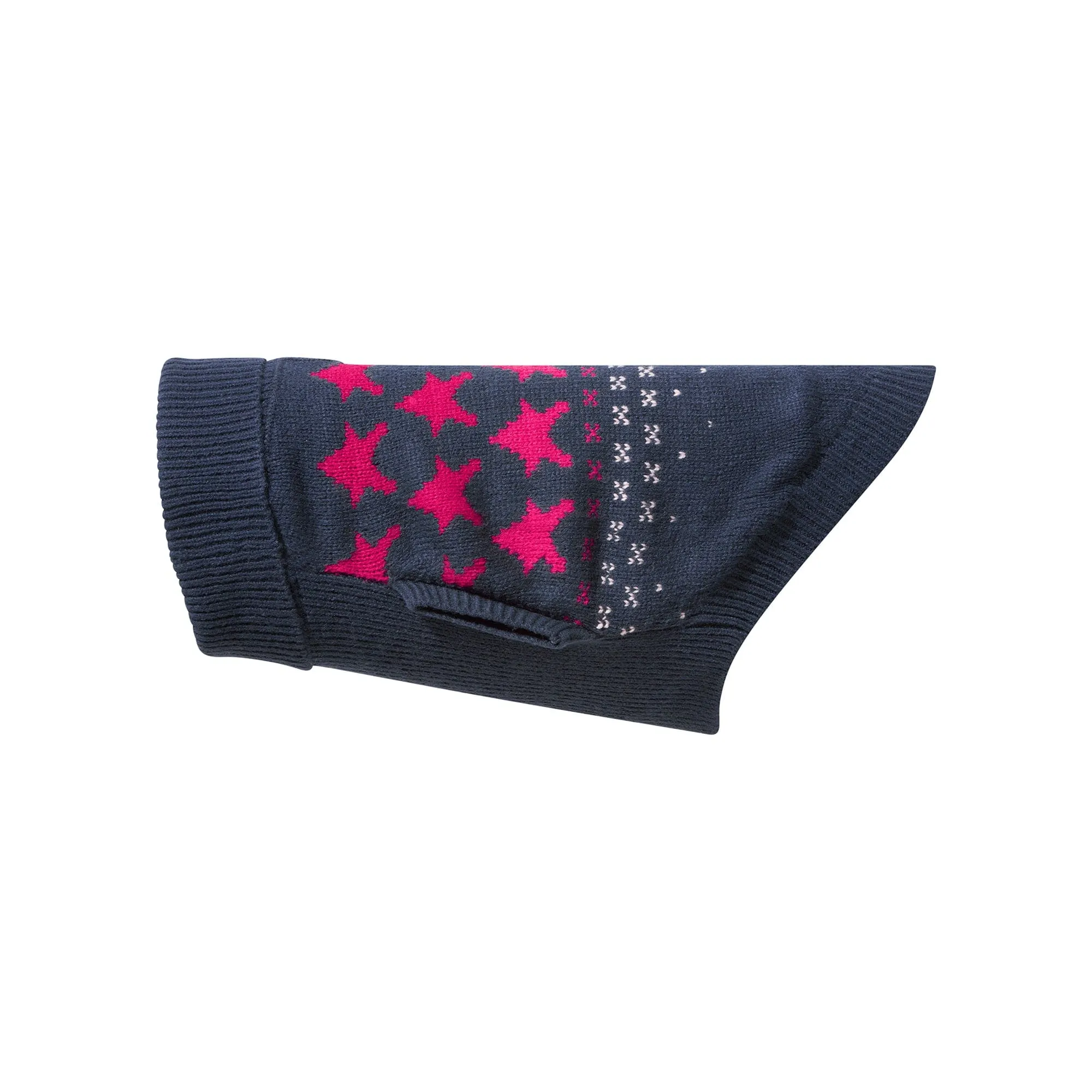 Doodle Knitted Dog Coat - Cerise Star Fairisle M
