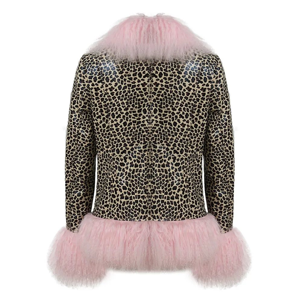Dorothy Leopard Leather Shearling Coat