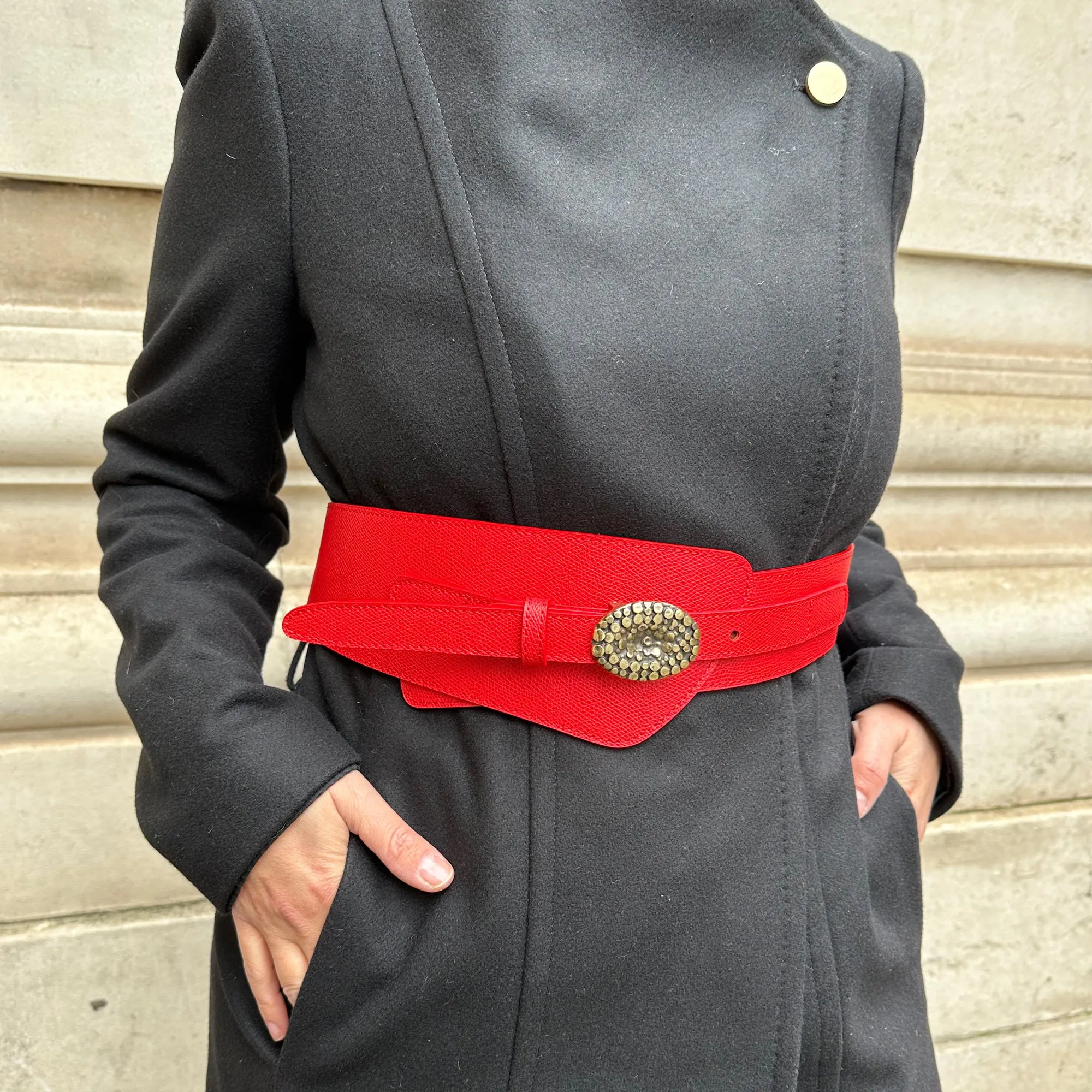 Fonda Assymetric Tomato Red Wide Dauphin Belt