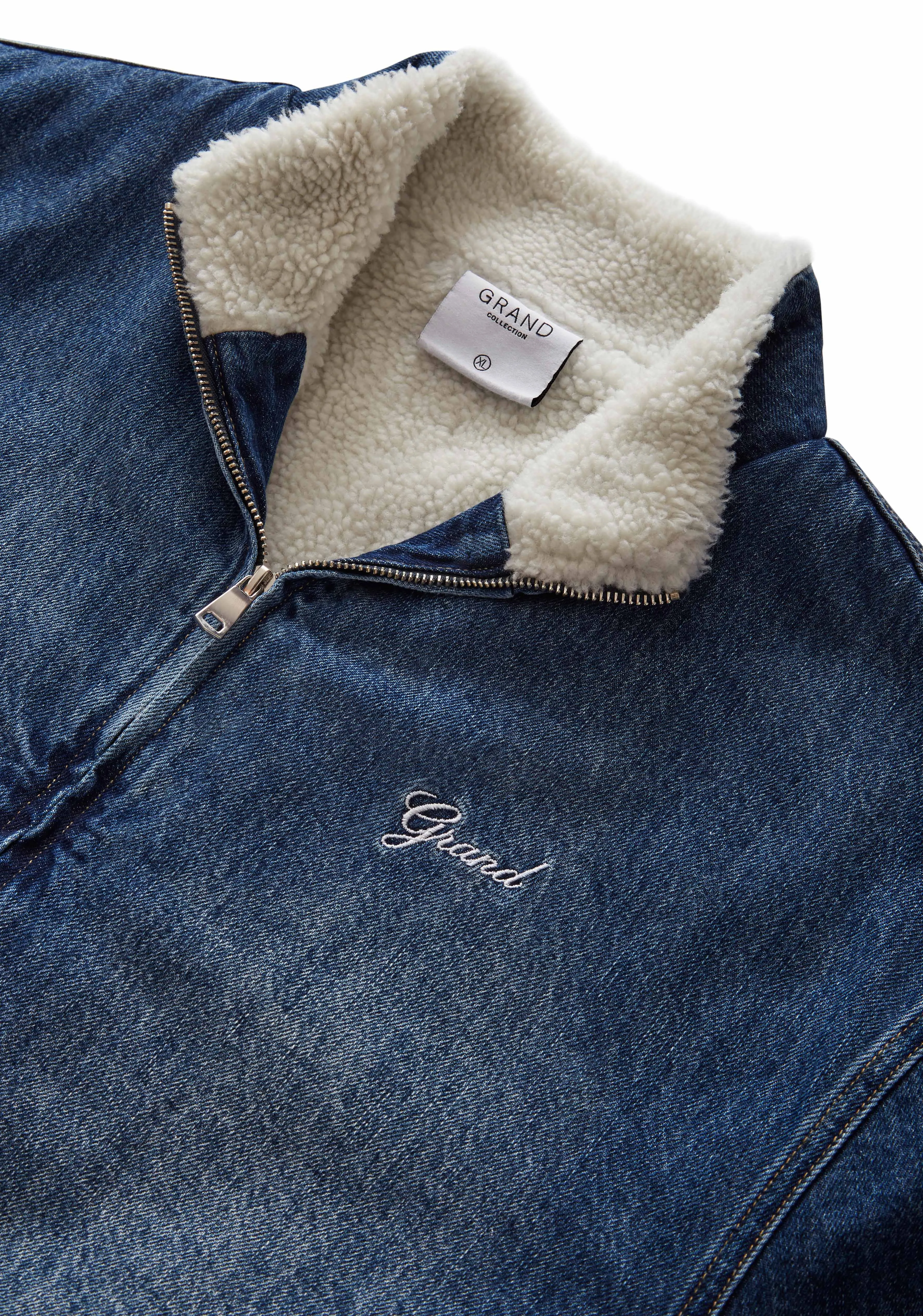 Grand Collection - Denim Sherpa Track Jacket
