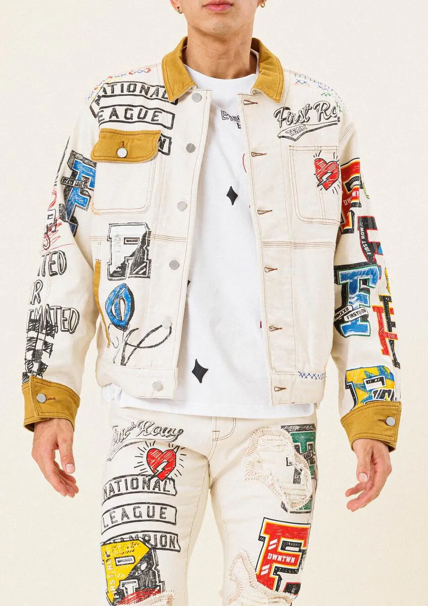 HAND PAINTED DENIM TRUCKER JACKET