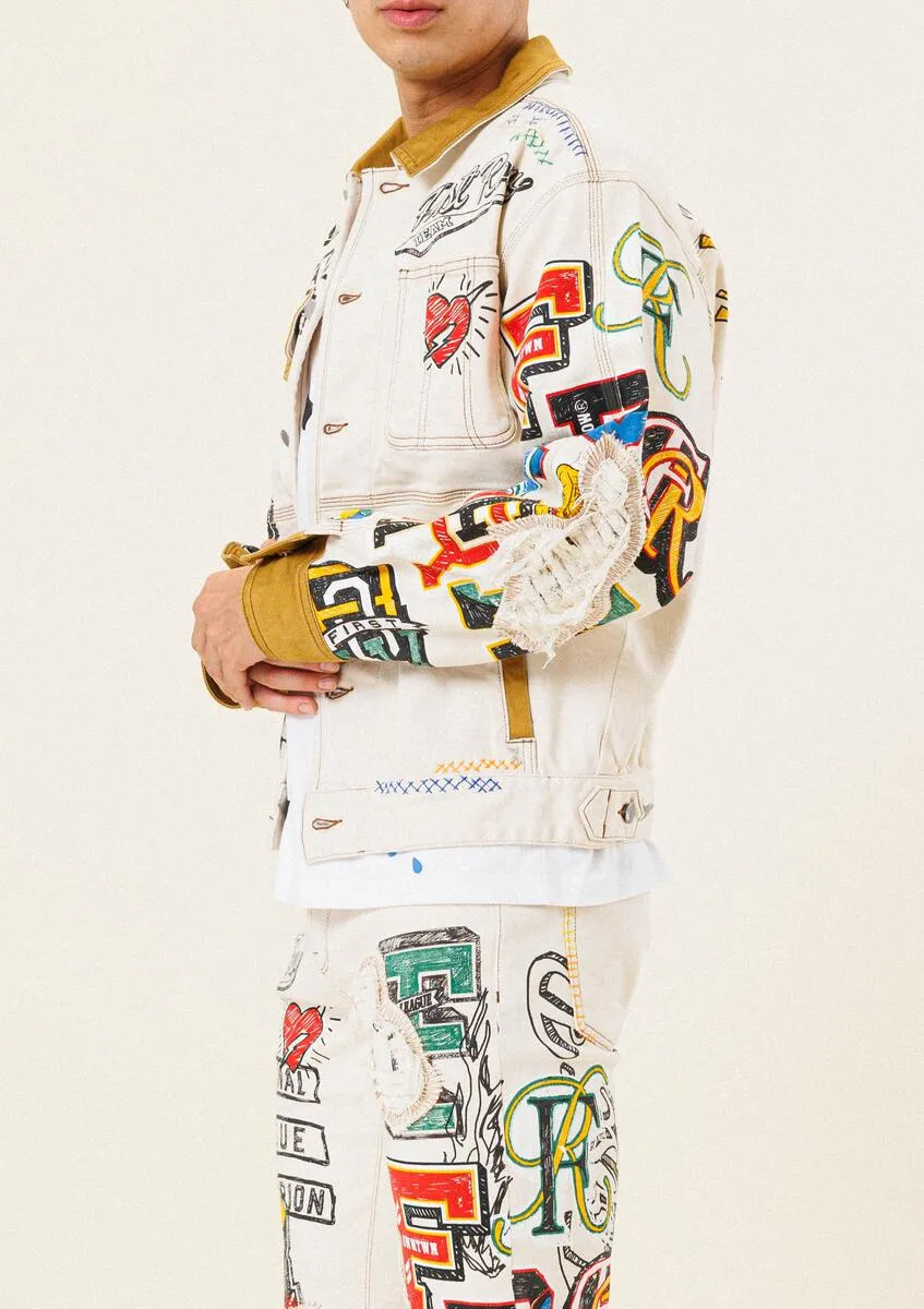 HAND PAINTED DENIM TRUCKER JACKET