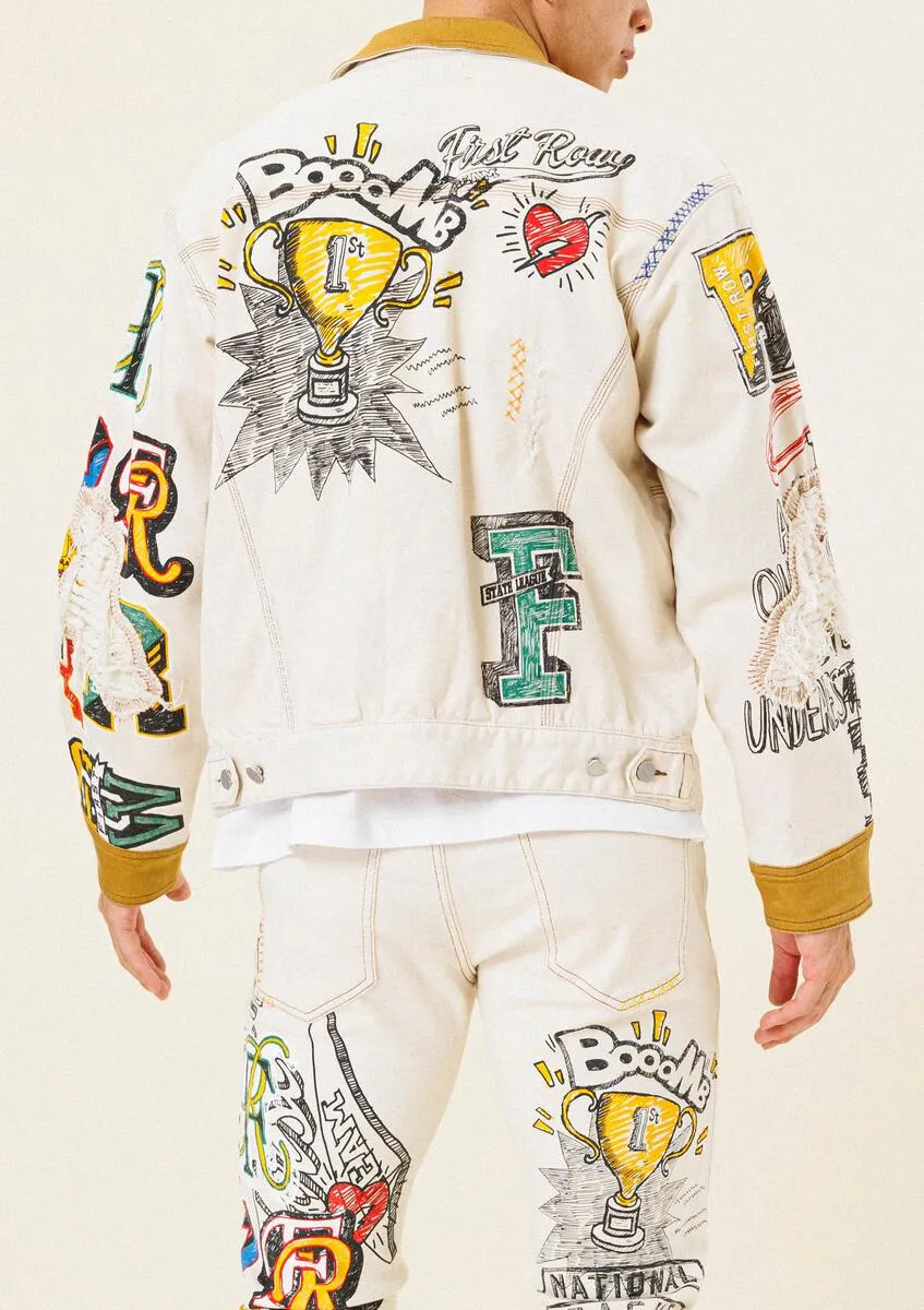 HAND PAINTED DENIM TRUCKER JACKET