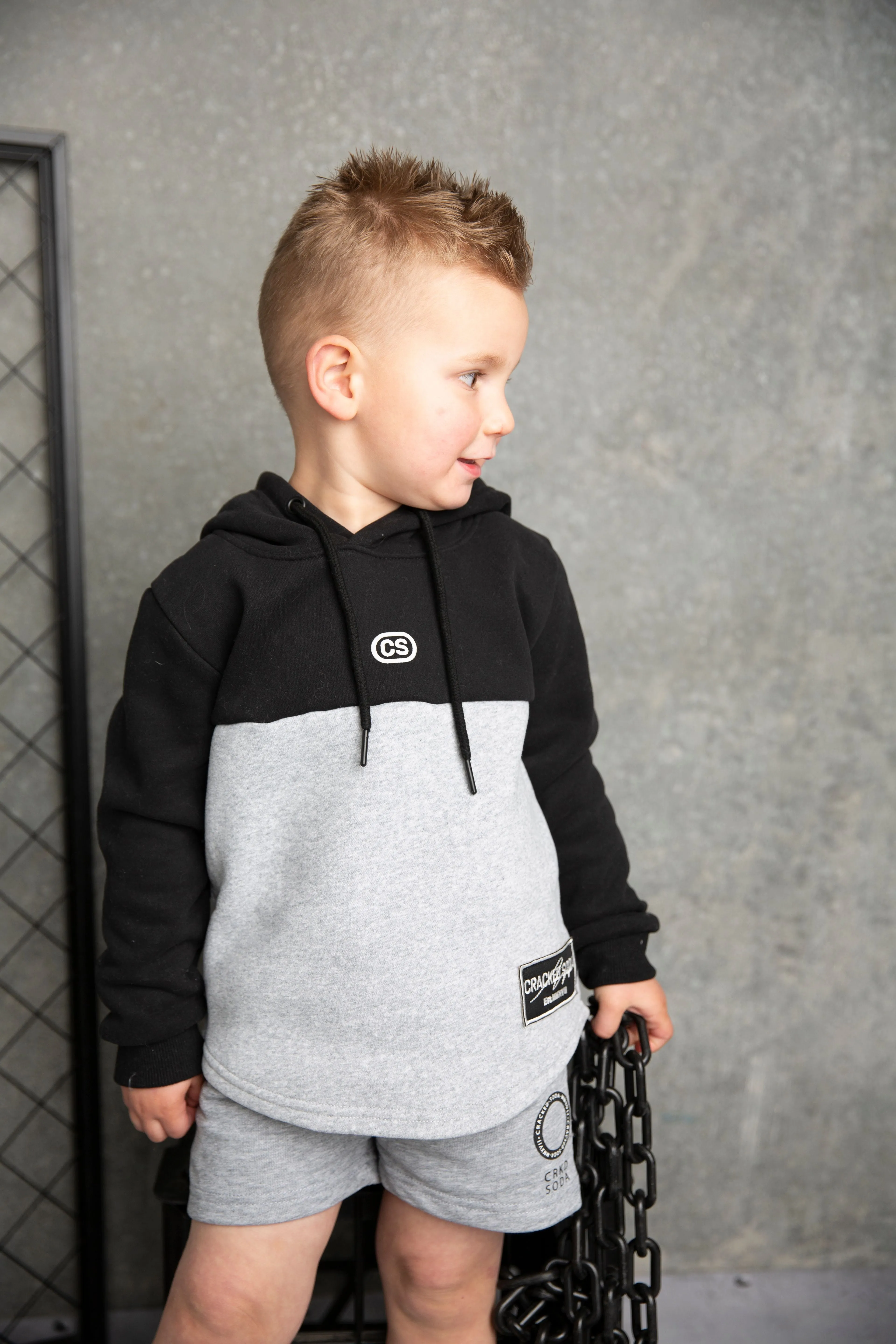 Hudson Detailed Hoodie - Black/Grey