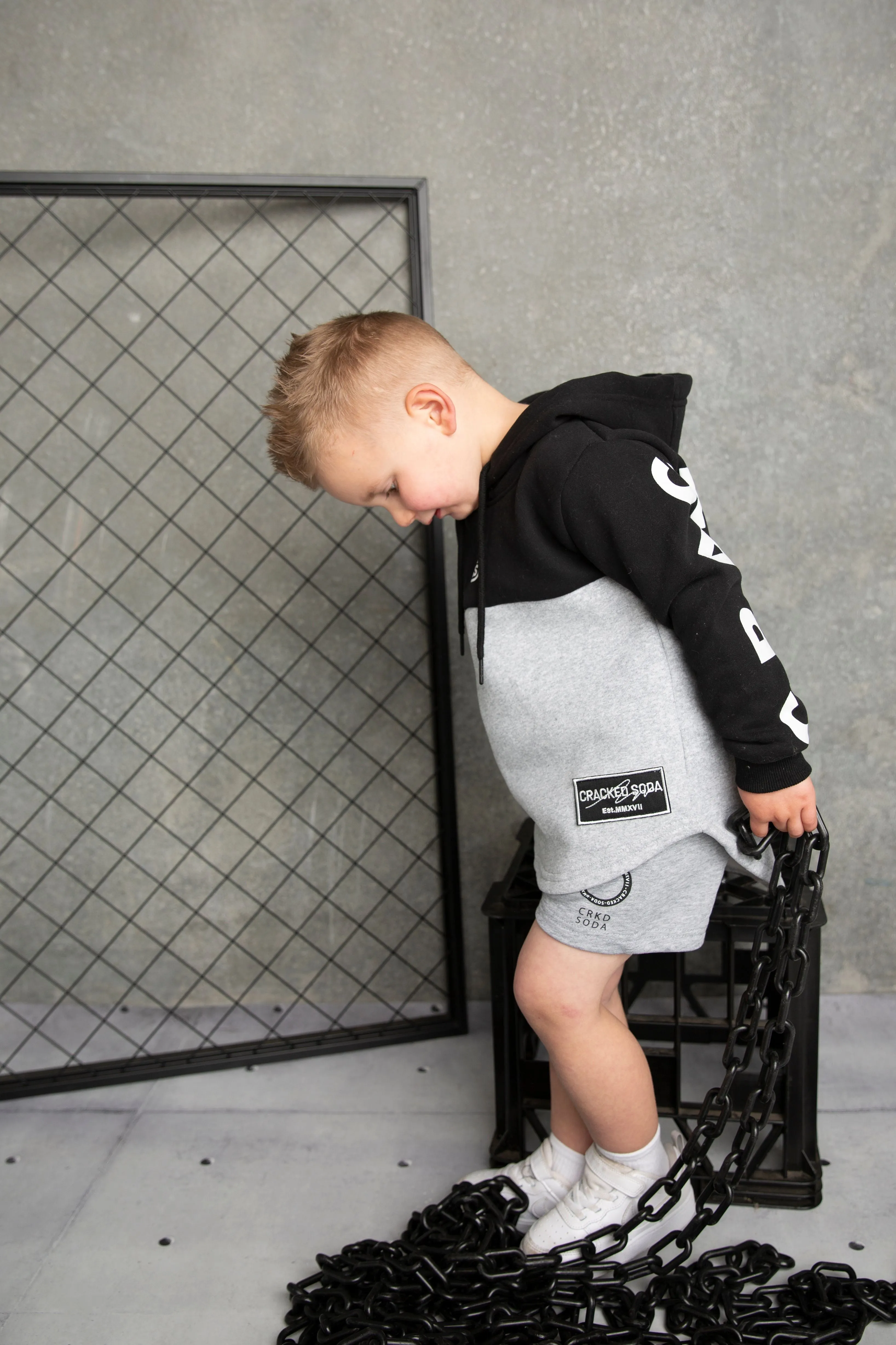 Hudson Detailed Hoodie - Black/Grey