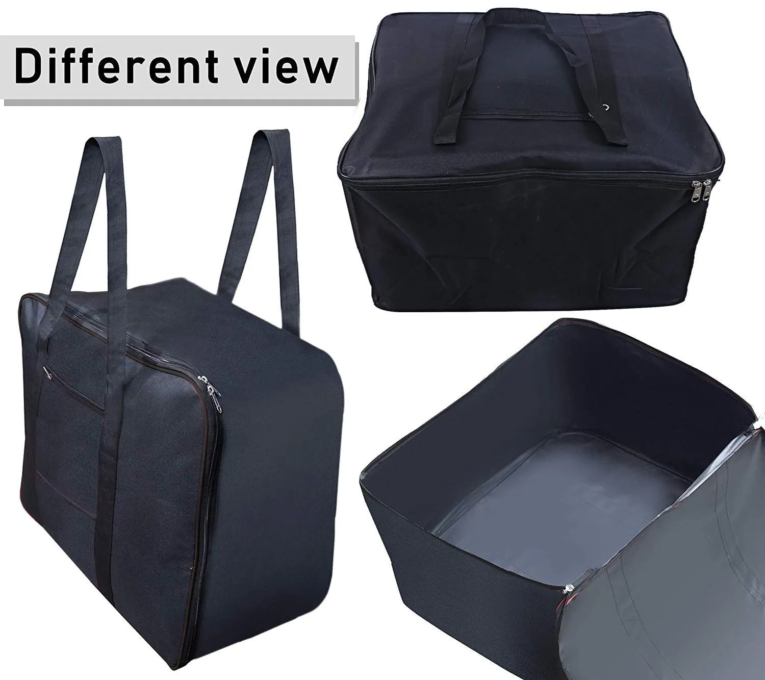Kuber Industries 2 Pieces Rexine Jumbo Attachi Bag Travel Handbag Storage Carrying Bag, Blanket Cover, Duffle, Travel Multi-Purpose Bag (Black) CTKTC034732