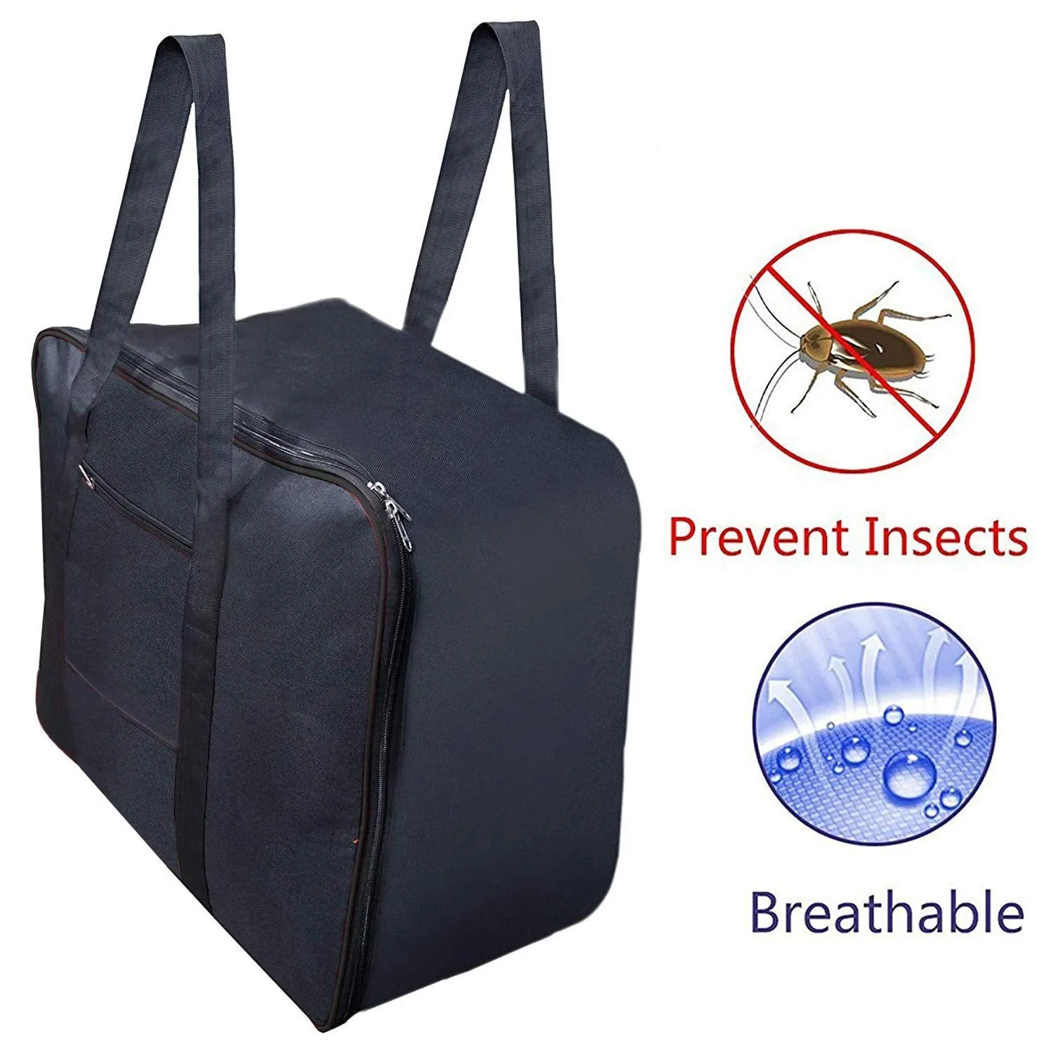Kuber Industries 2 Pieces Rexine Jumbo Attachi Bag Travel Handbag Storage Carrying Bag, Blanket Cover, Duffle, Travel Multi-Purpose Bag (Black) CTKTC034732