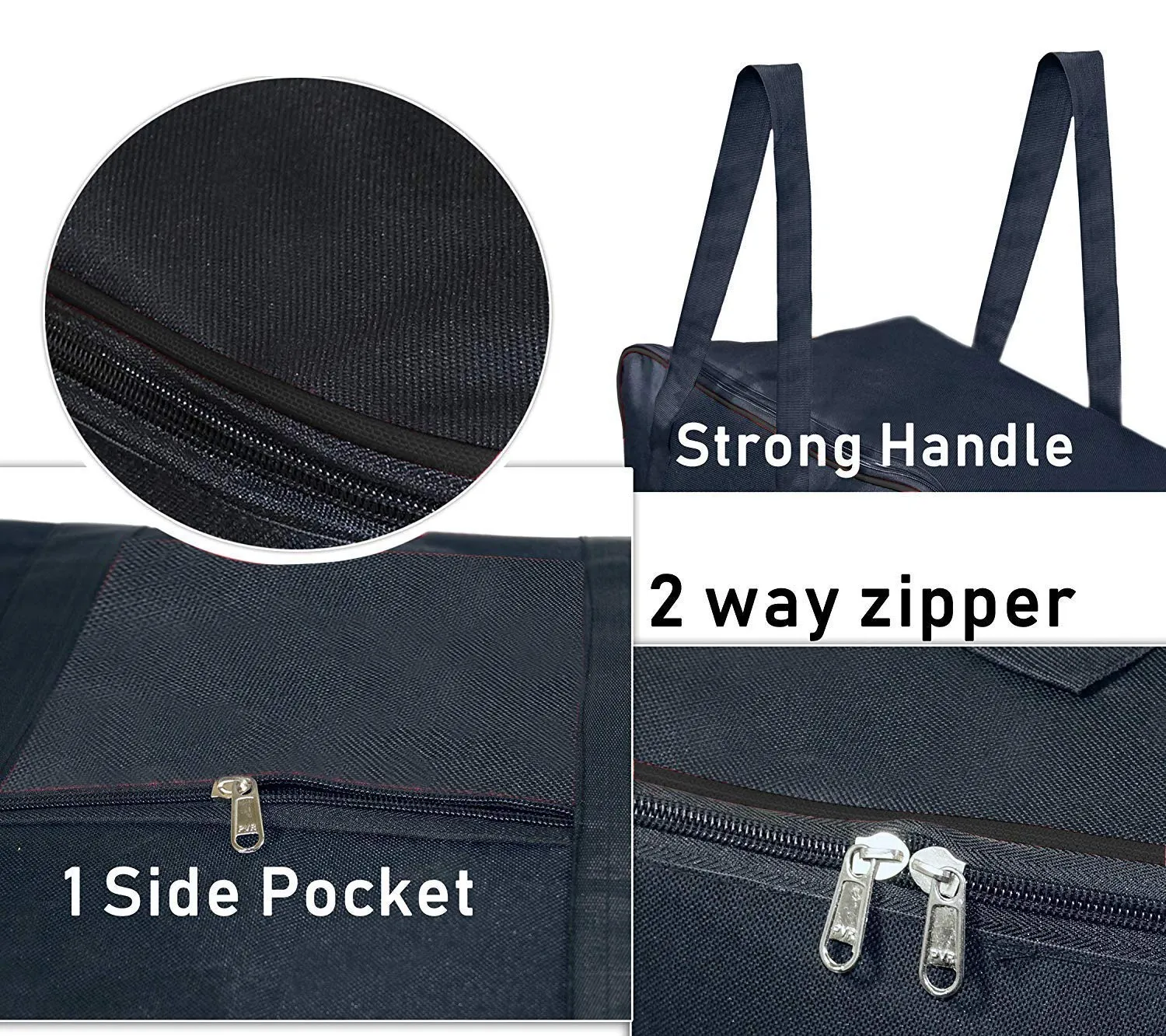 Kuber Industries 2 Pieces Rexine Jumbo Attachi Bag Travel Handbag Storage Carrying Bag, Blanket Cover, Duffle, Travel Multi-Purpose Bag (Black) CTKTC034732