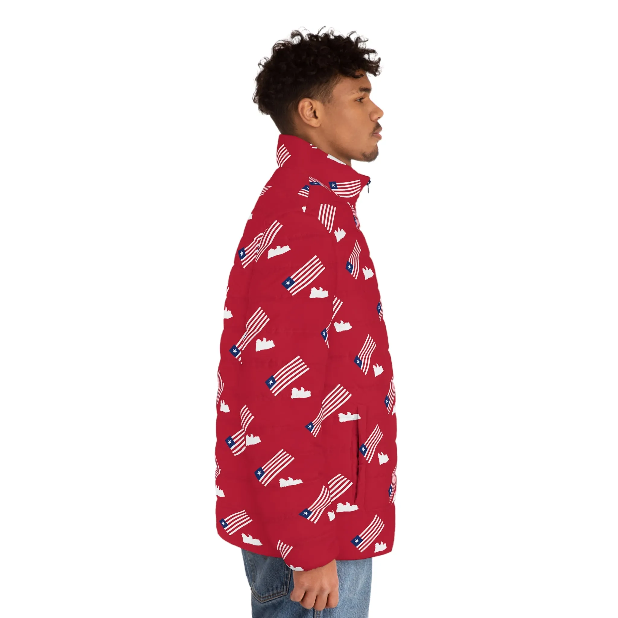 Liberia Flag/Map Men's Puffer Jacket