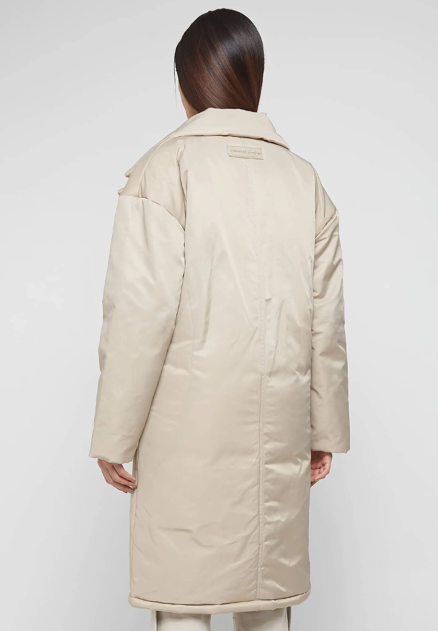 Longline Corset Puffer Coat - Beige