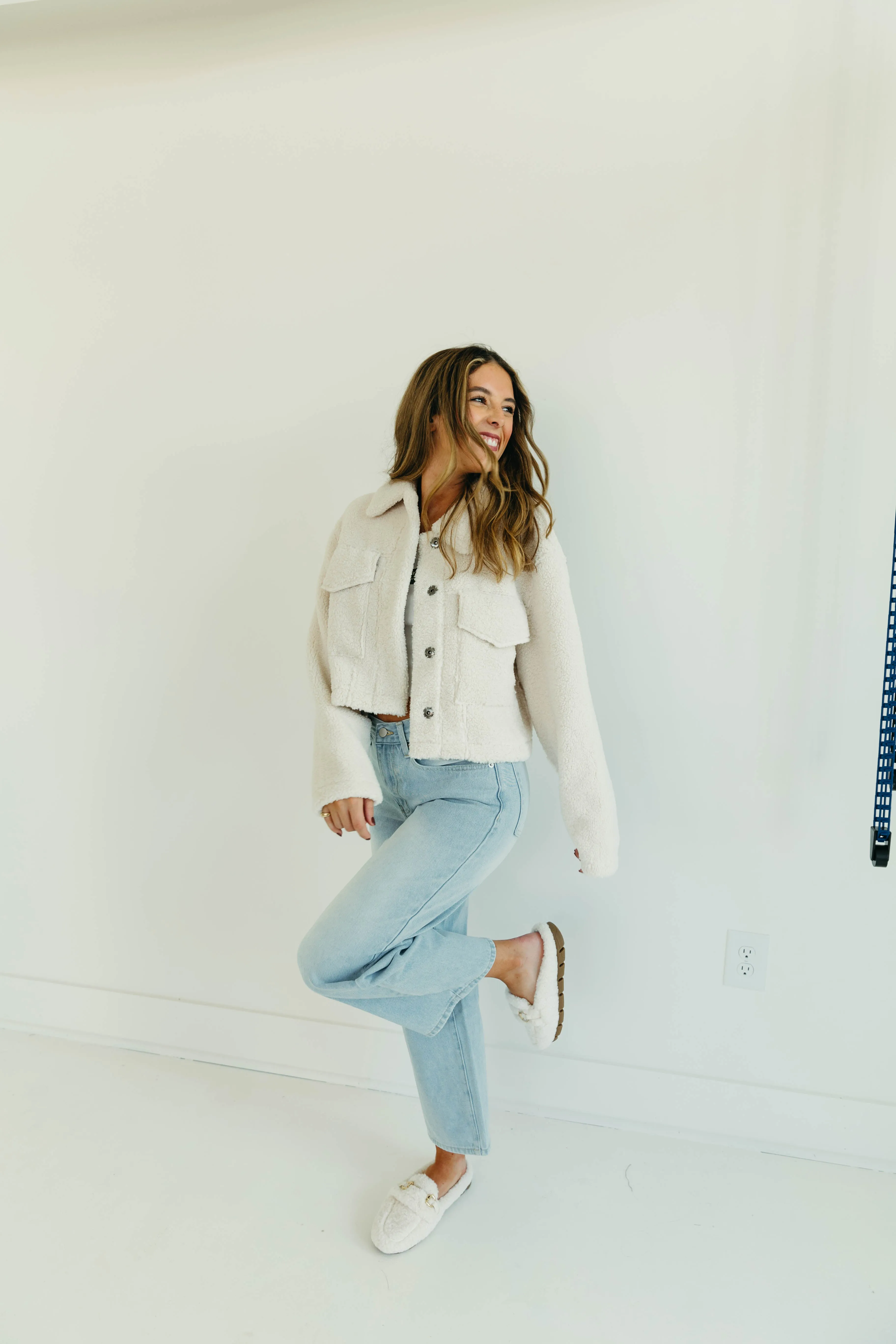 Make It Happen Sherpa Jacket - Cream