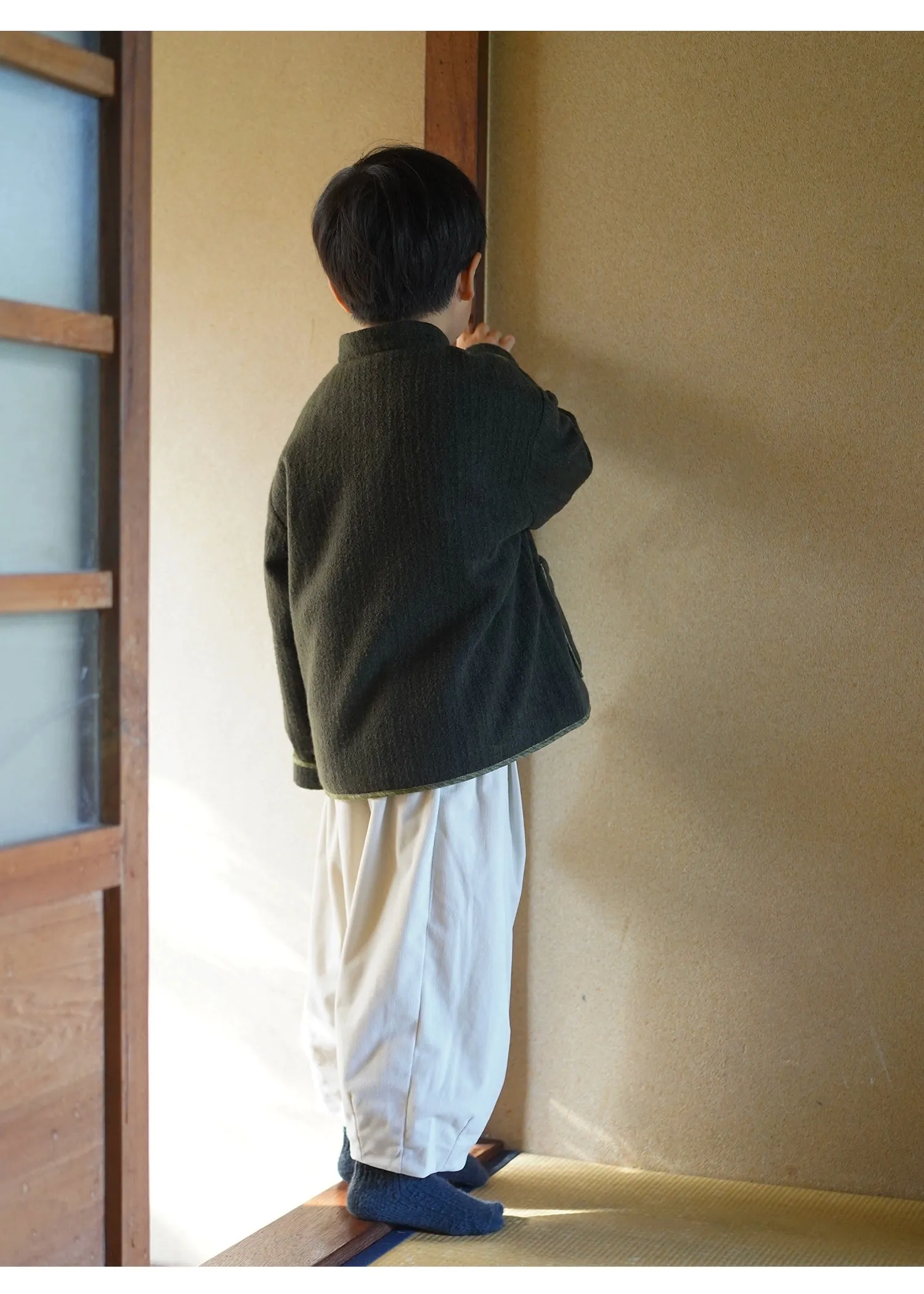 MaNa Boys Chinese New Year Green Wool Quilted Jacket