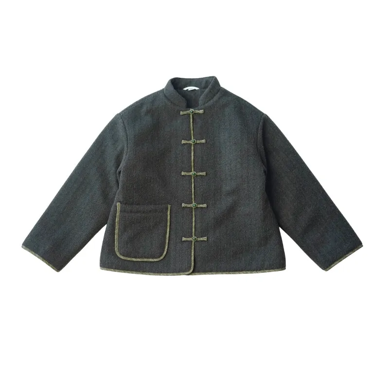 MaNa Boys Chinese New Year Green Wool Quilted Jacket