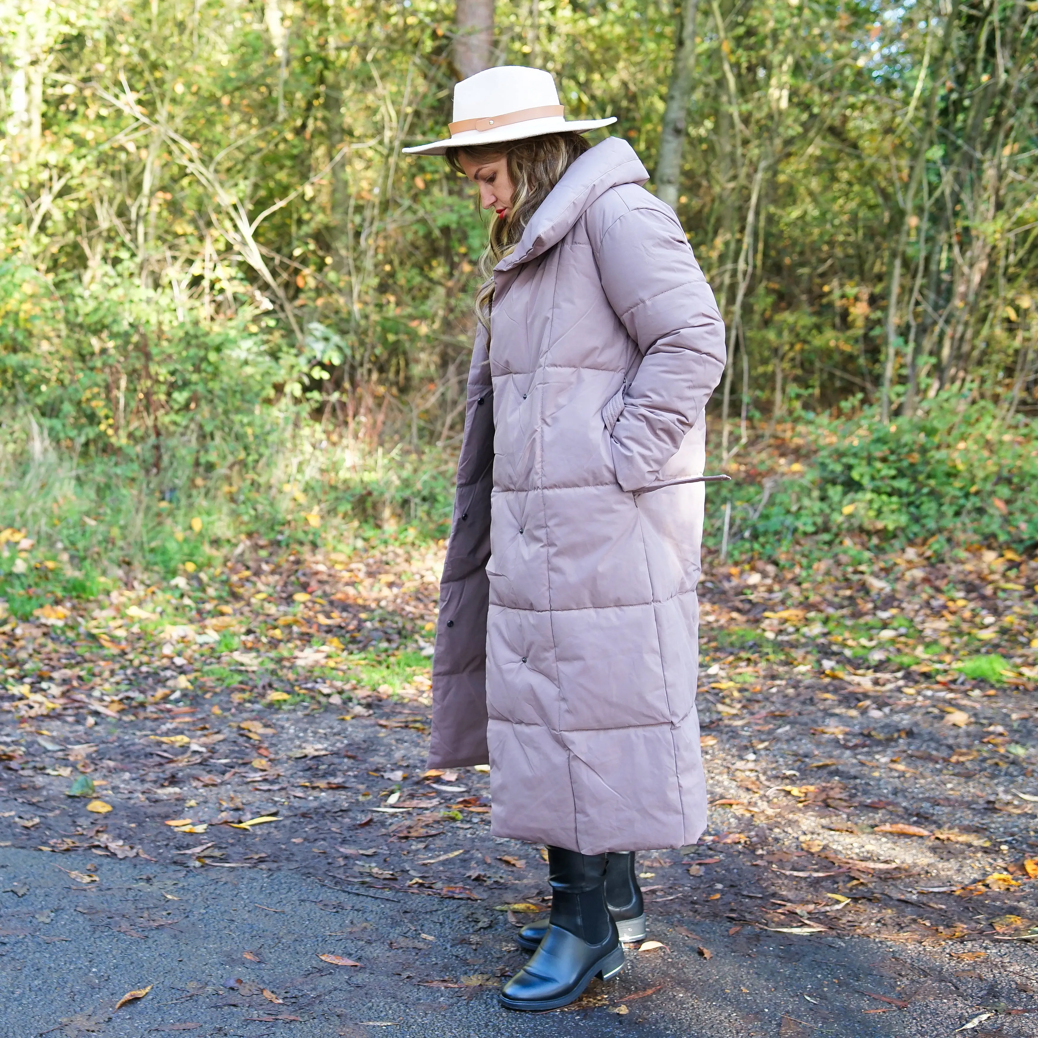 Maxi Longline Puffer Winter Jacket-Brown