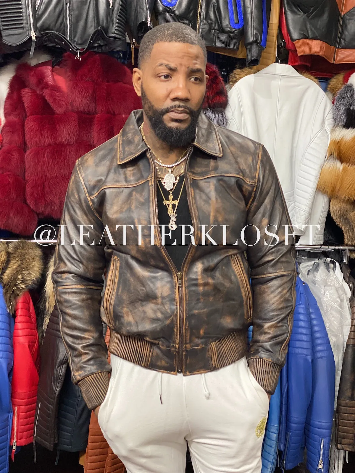 Men's Classic Baseball Leather Jacket [Brown Copper]
