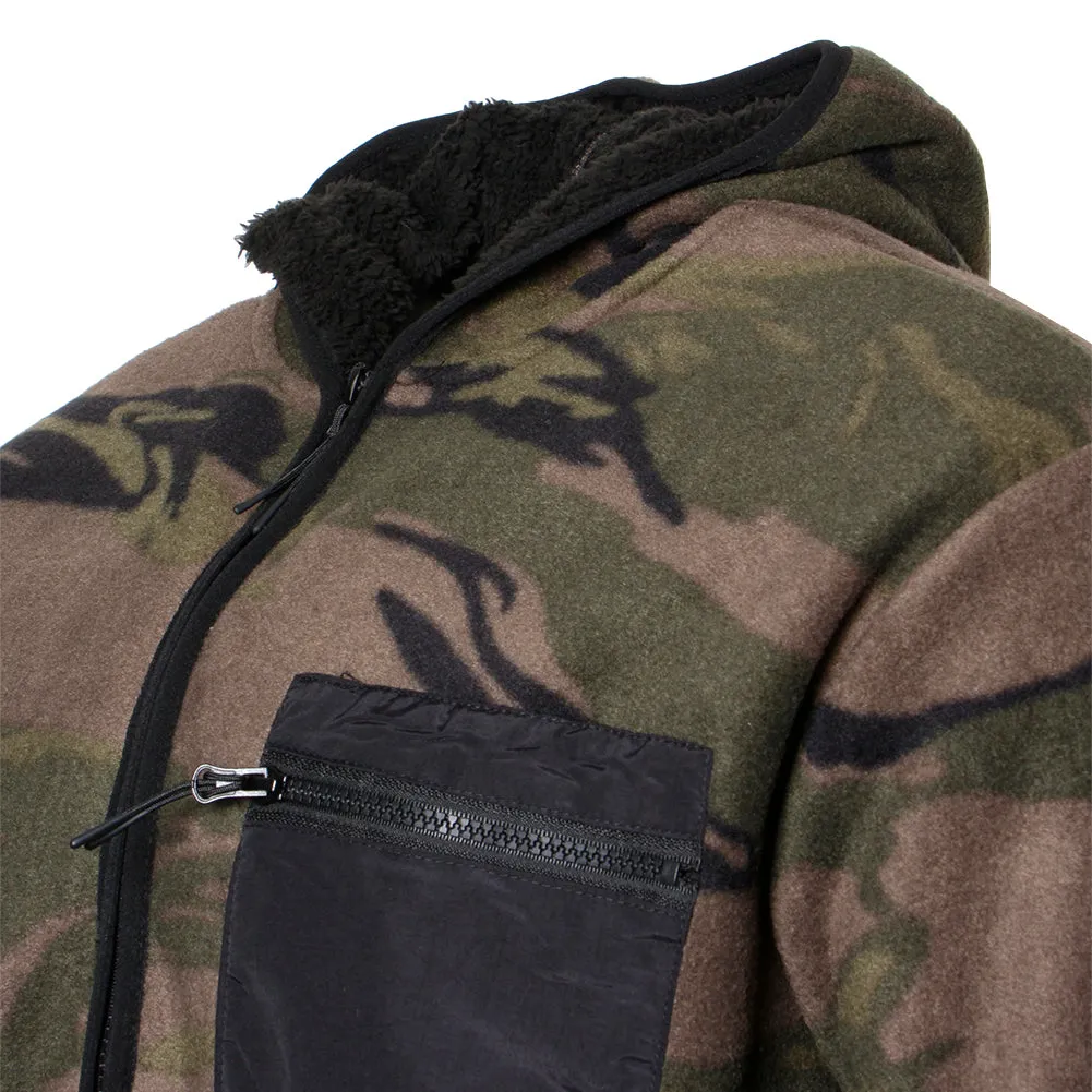 Mens Fleece Zipper Jacket Camo Warm Sherpa Lining Hoodie Front Pocket HK80422M