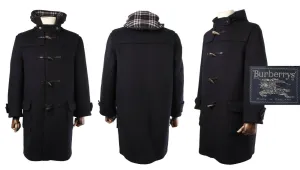 Men's Vintage BURBERRYS Navy Wool Duffle Coat Size EU 50 / 40 UK
