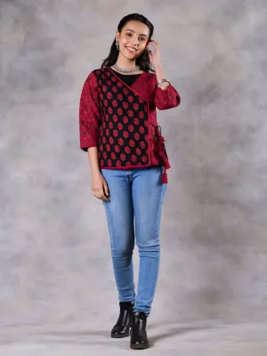 Morning Glory Black & Maroon Quilted Jacket