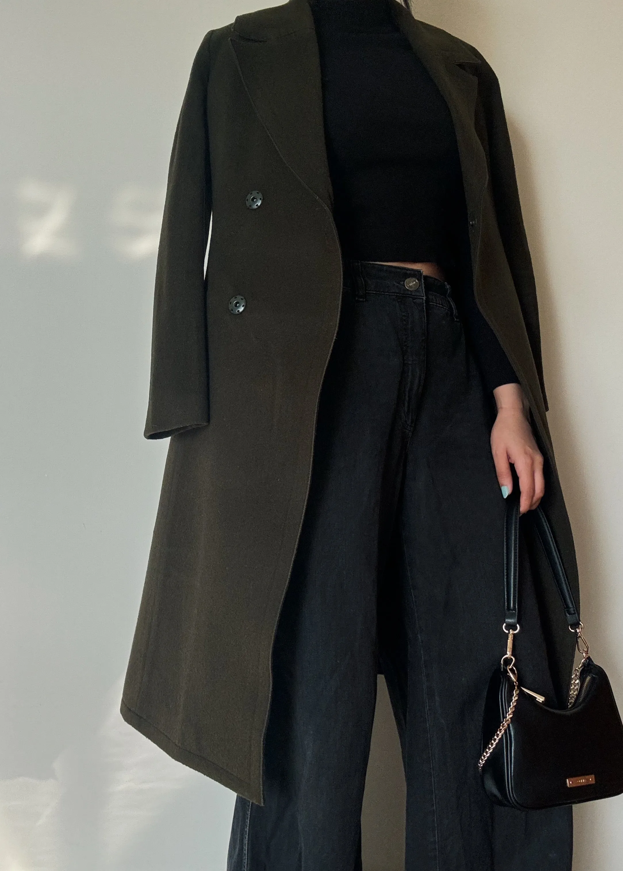Navy Long Coat (90% Wool)