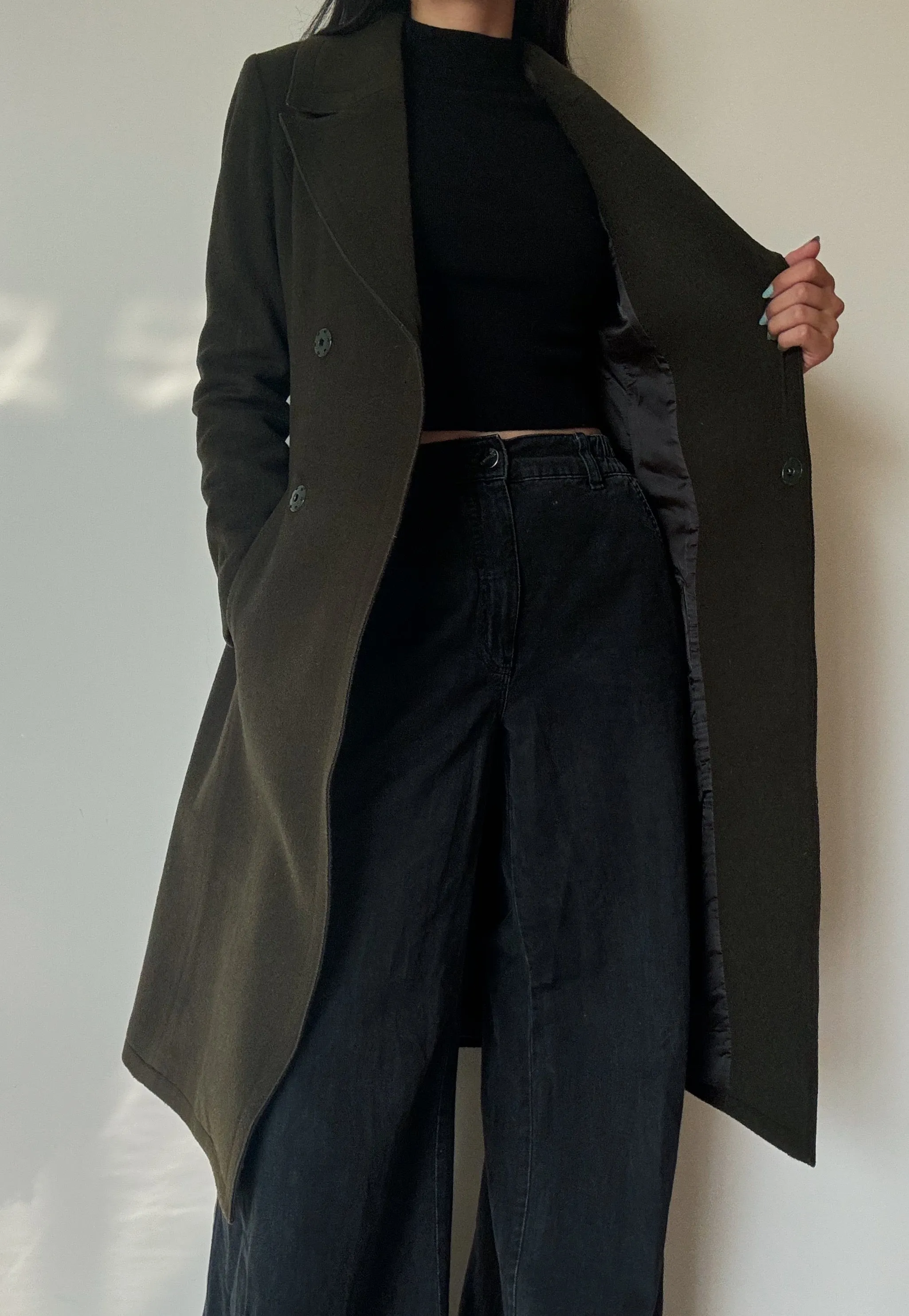 Navy Long Coat (90% Wool)