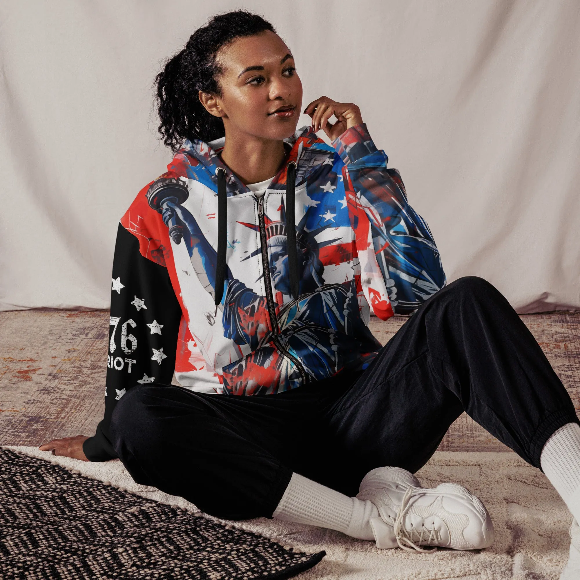 Patriotic Emblem 1776 – Unisex Liberty Zip Hoodie