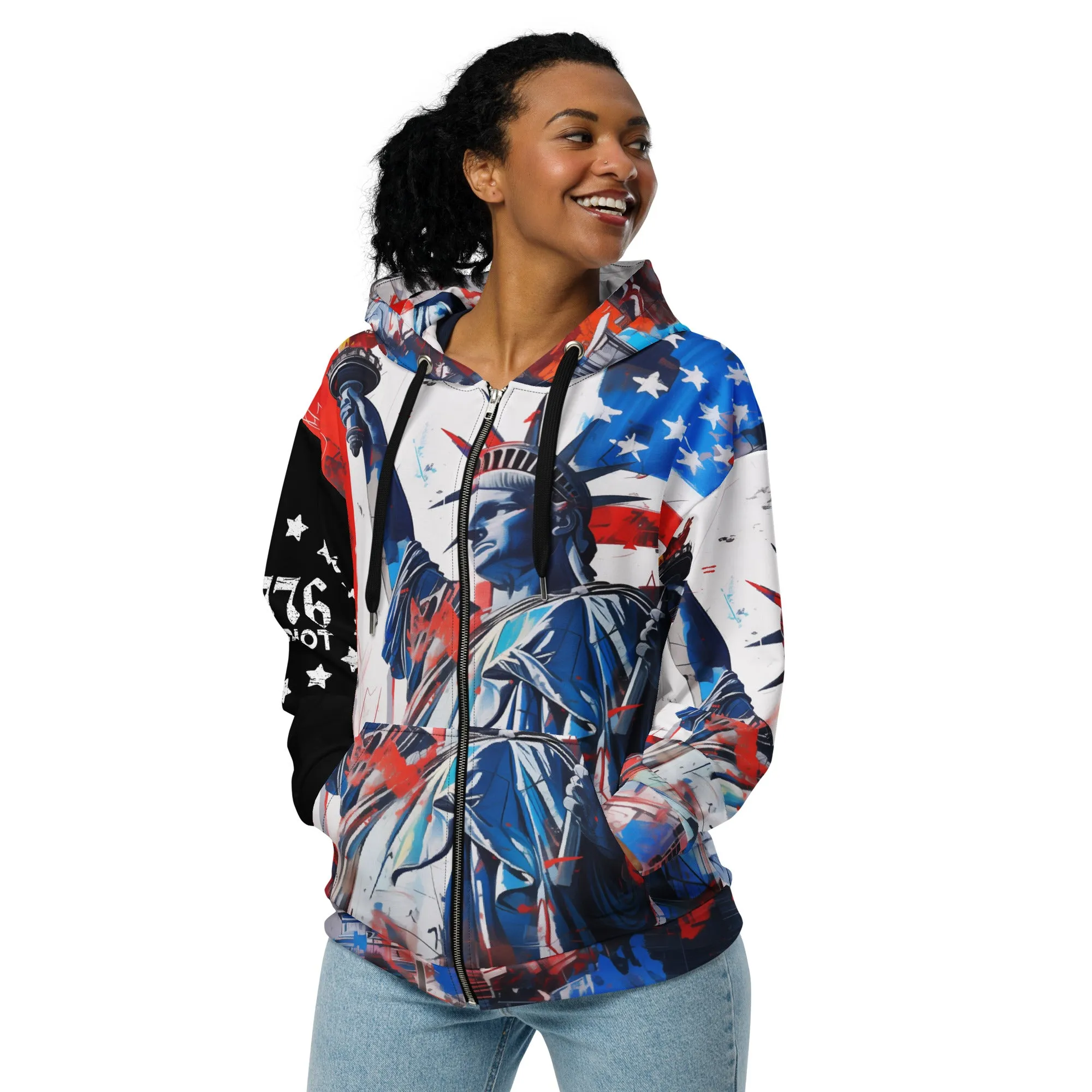 Patriotic Emblem 1776 – Unisex Liberty Zip Hoodie