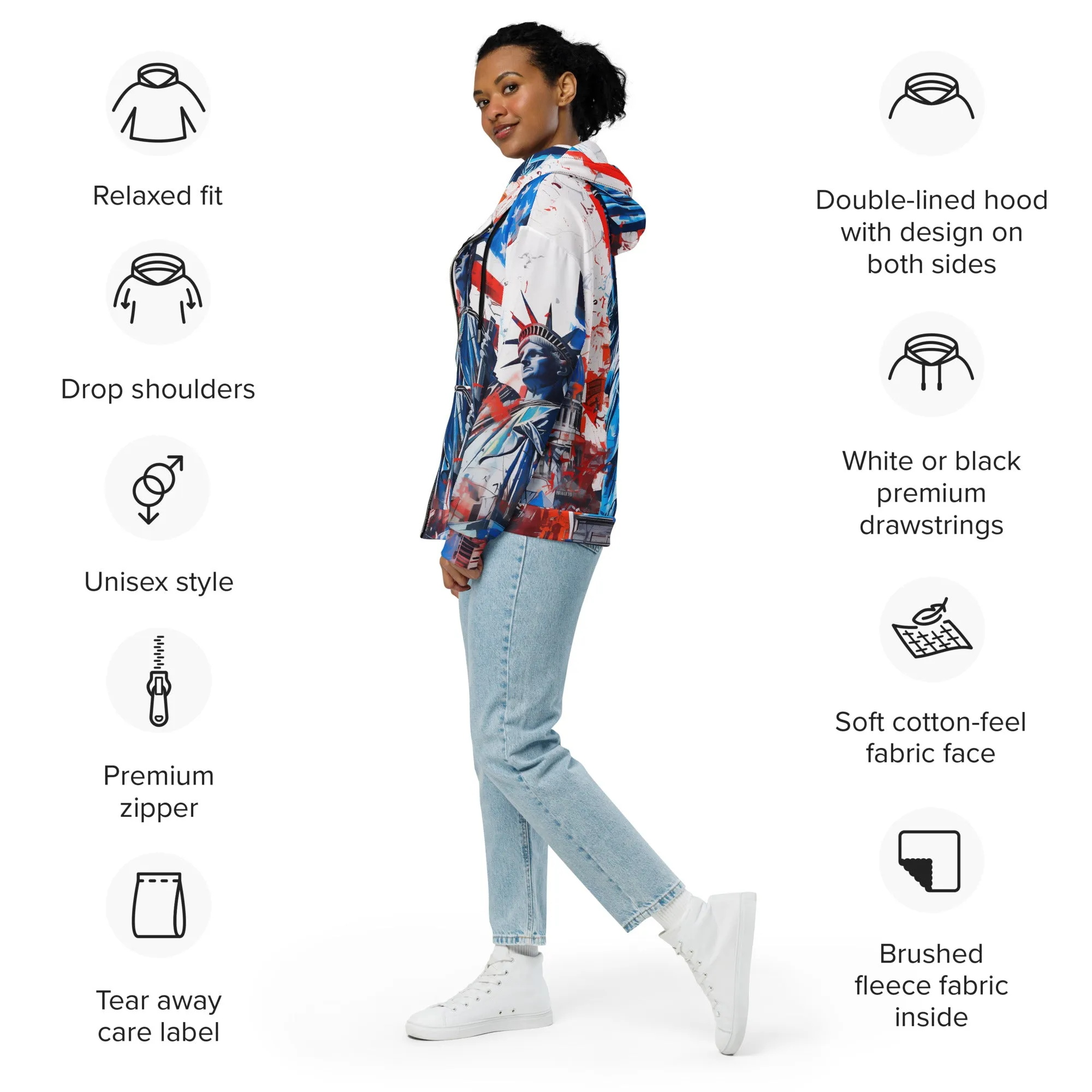 Patriotic Emblem 1776 – Unisex Liberty Zip Hoodie