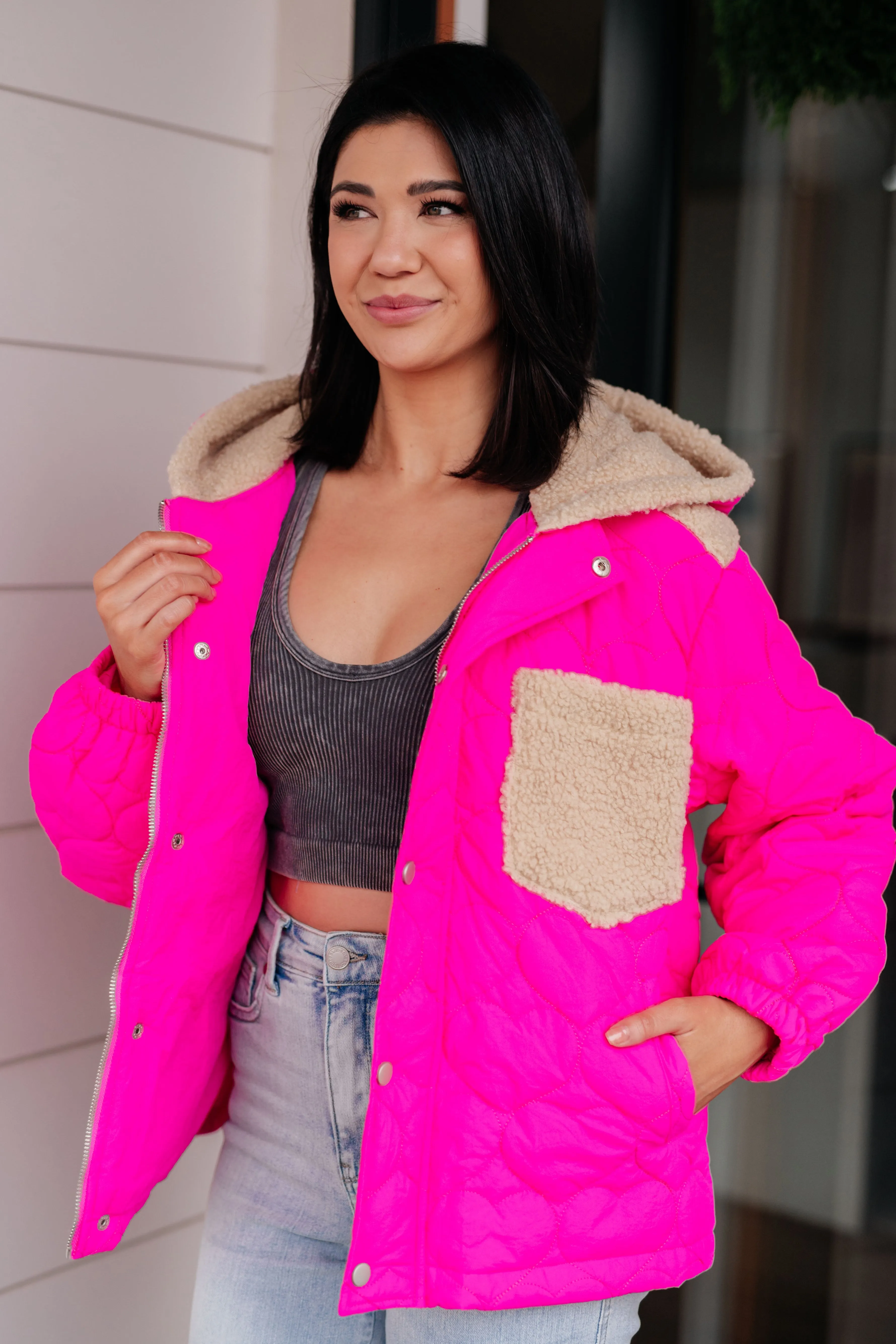 Pucker Up Pink Puffer Jacket