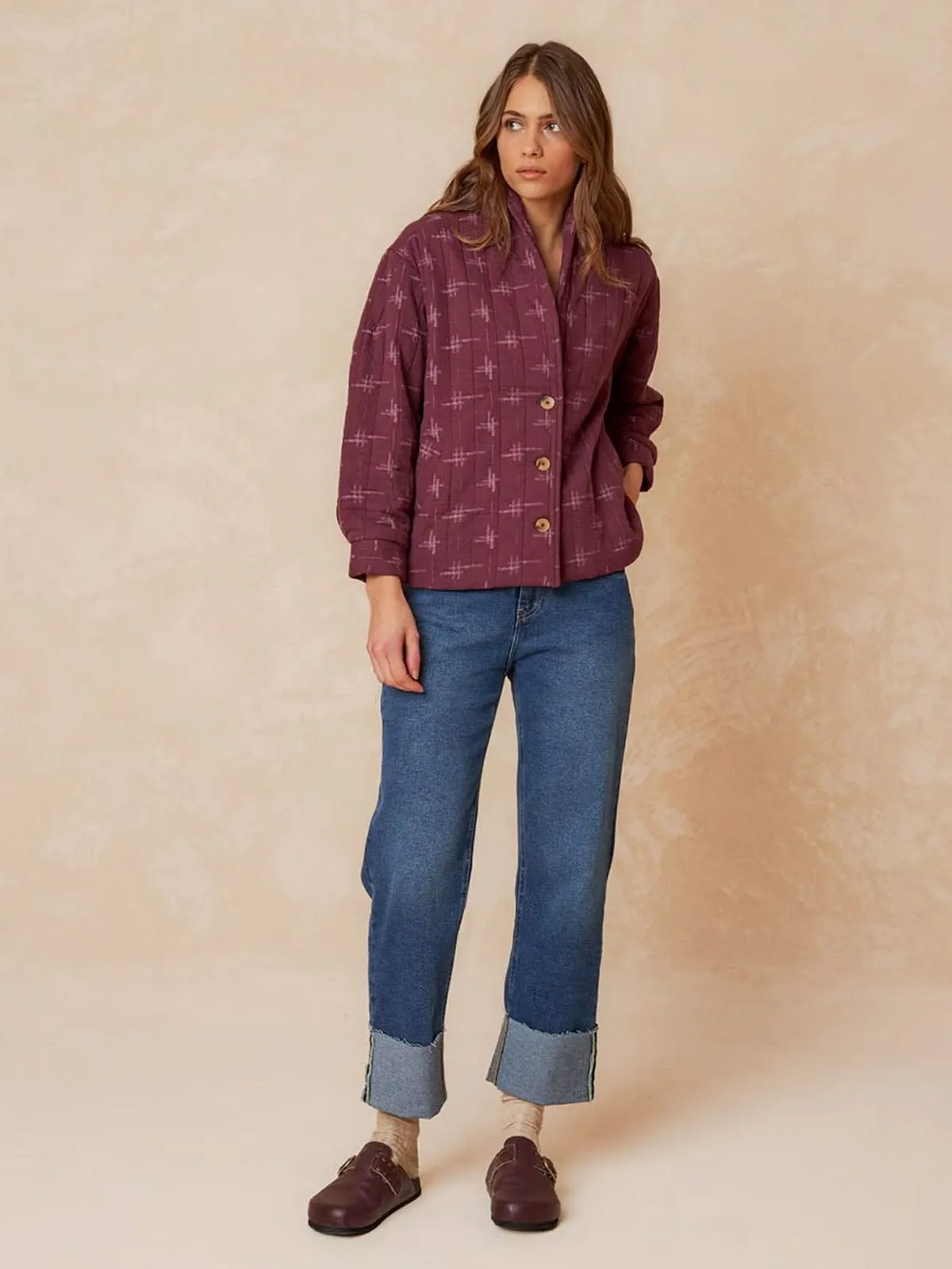 Quilted Jacket - Burgundy