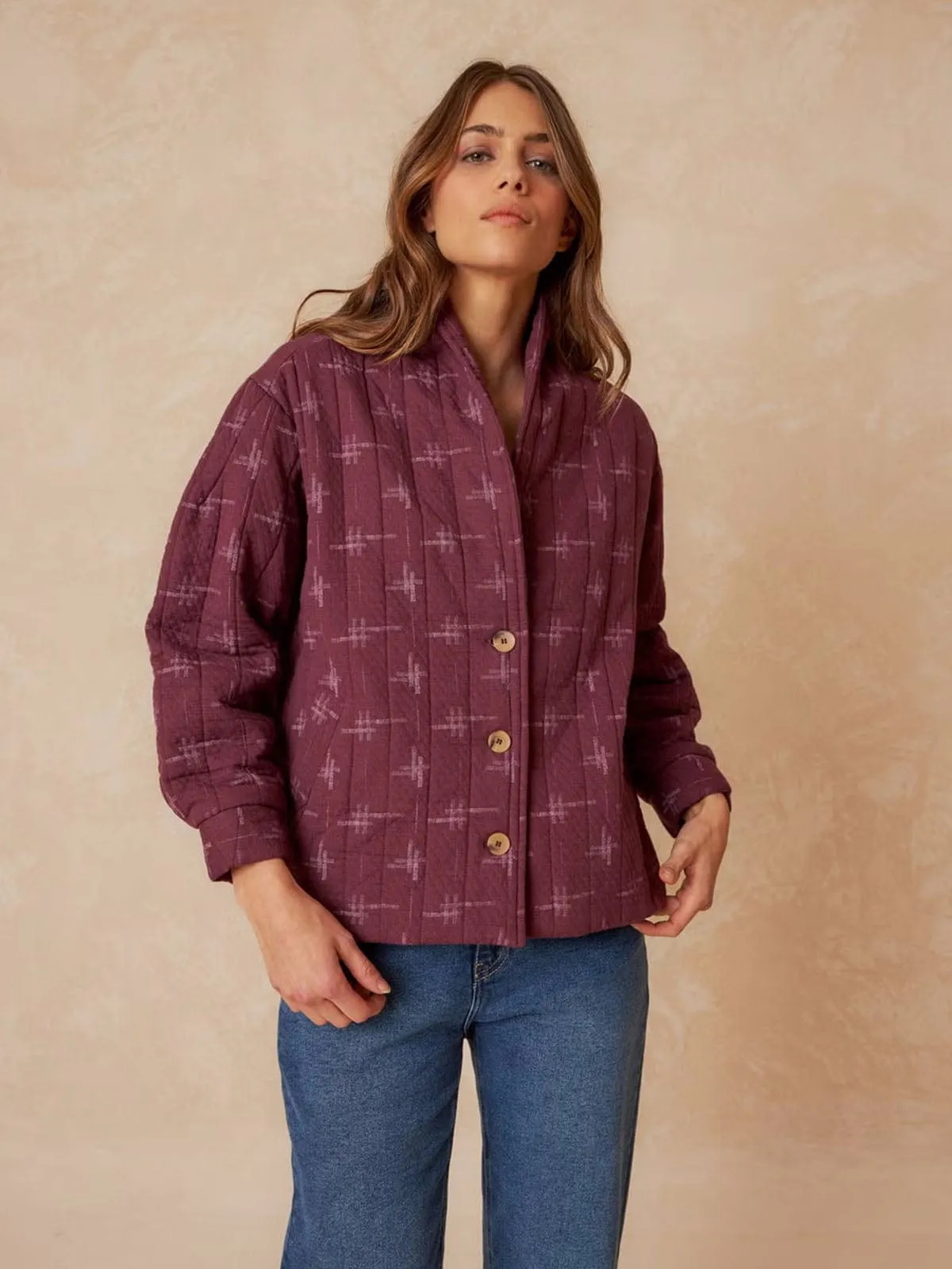 Quilted Jacket - Burgundy